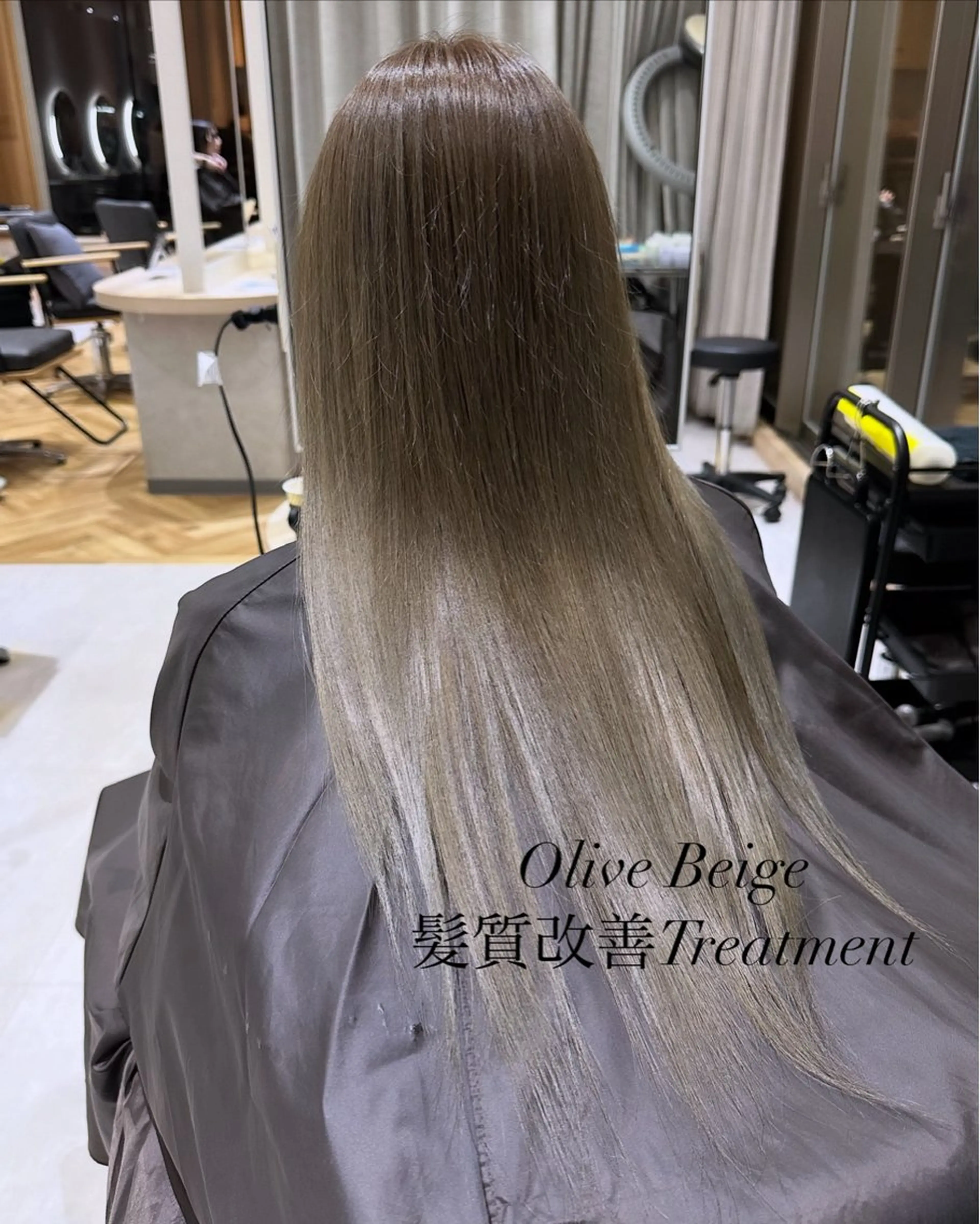 ロング カラー 赤み消し/オリーブ カーキ/福田れんのヘアスタイル