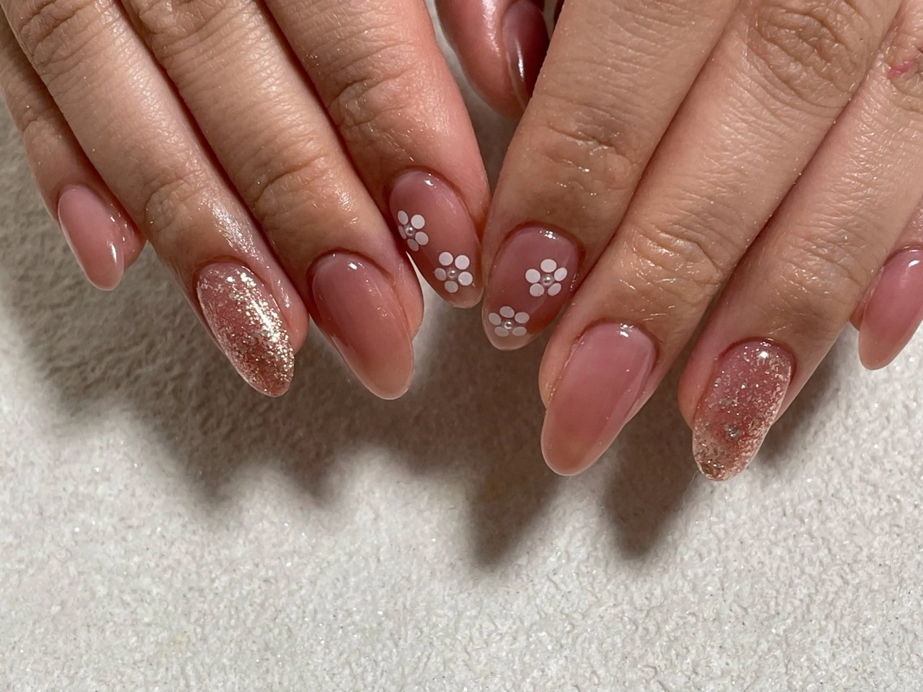 ネイル オーロラネイル フットネイル フレンチネイル ジェルネイル 韓国ネイル Mogu nail 二子玉川のネイルデザイン