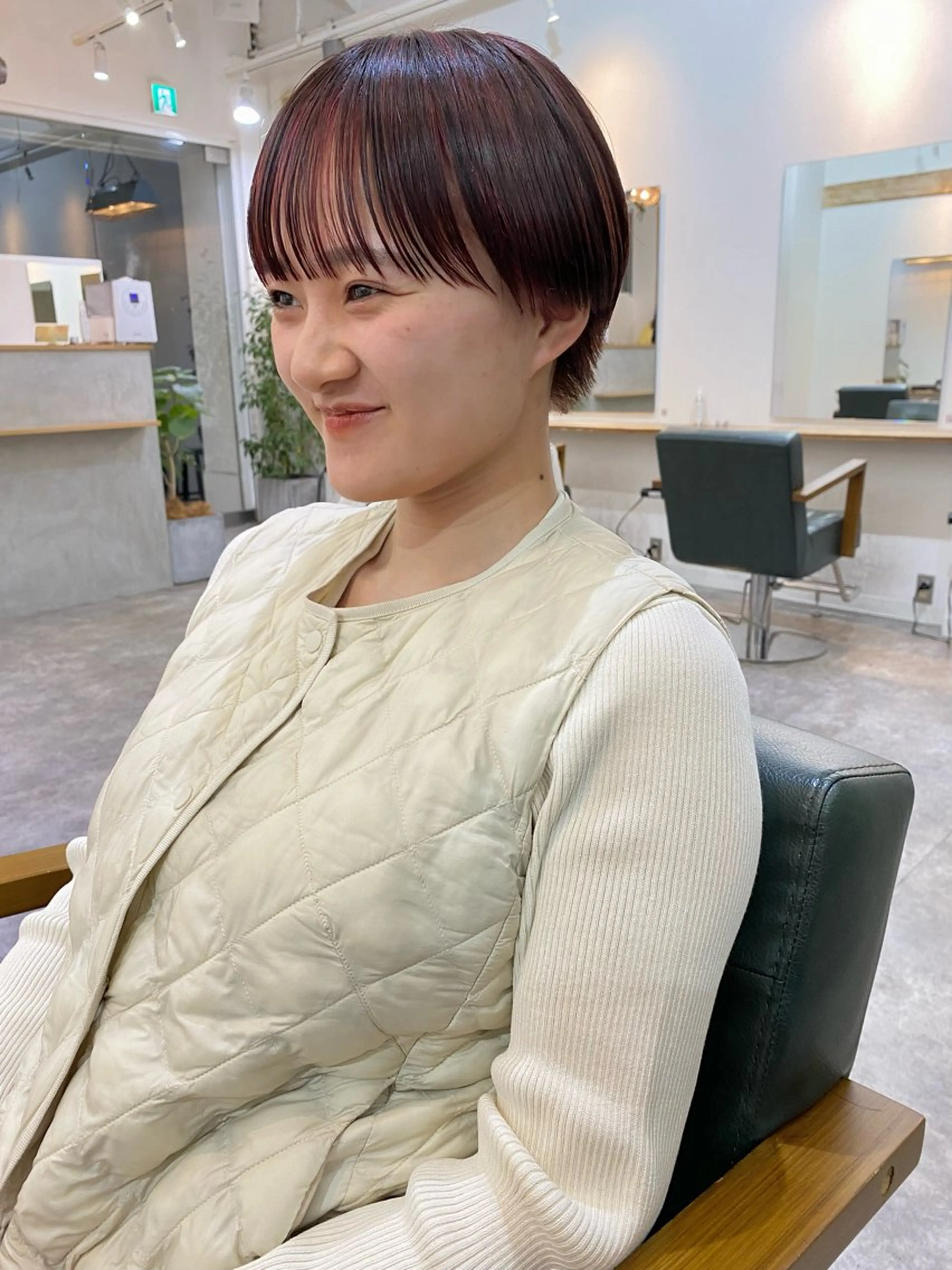 ショート カラー レッドカラー ショートヘア 森貴裕/ベージュ/ パーマ/オリーブのヘアスタイル