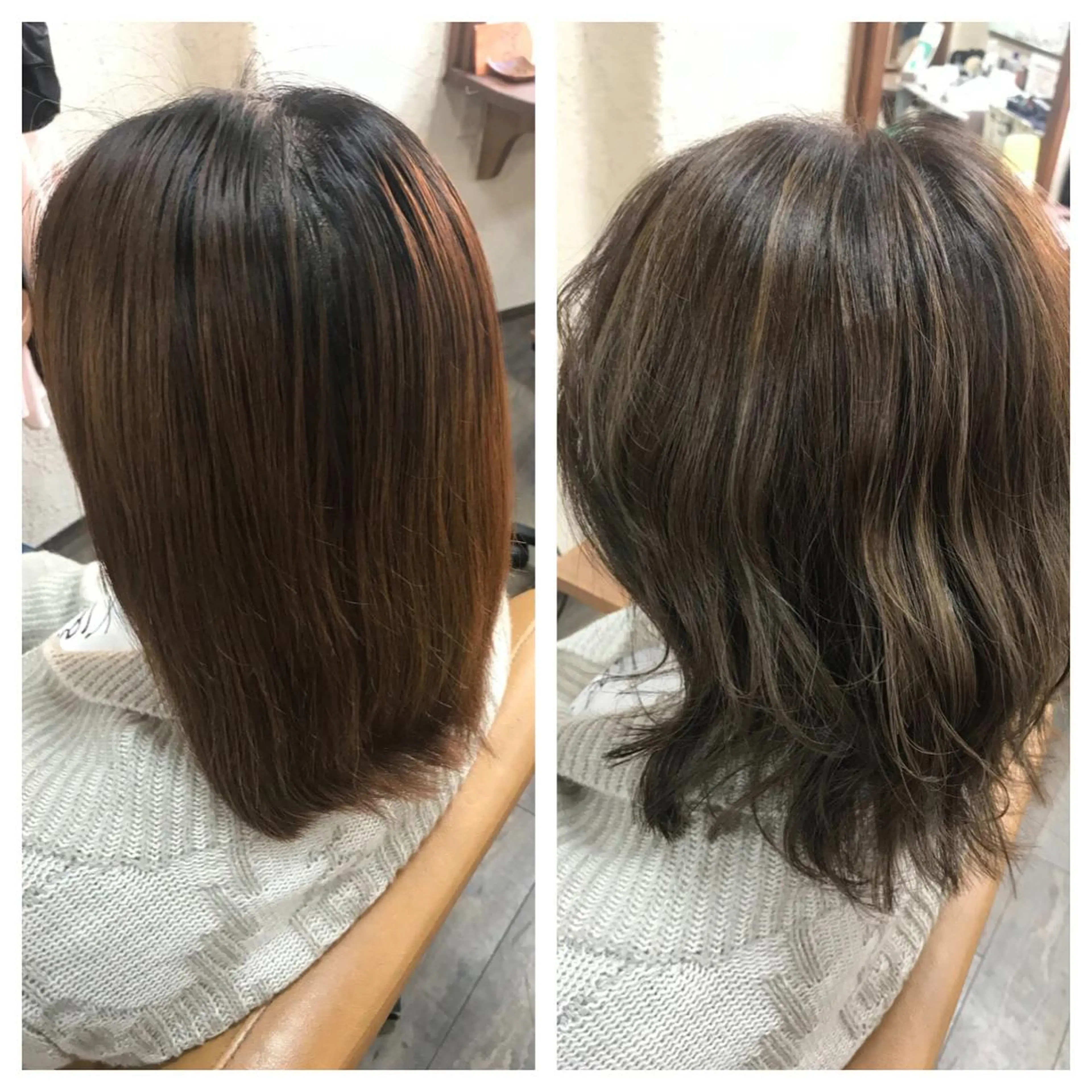 ミディアム ハイライト 磧本 祐里恵のヘアスタイル