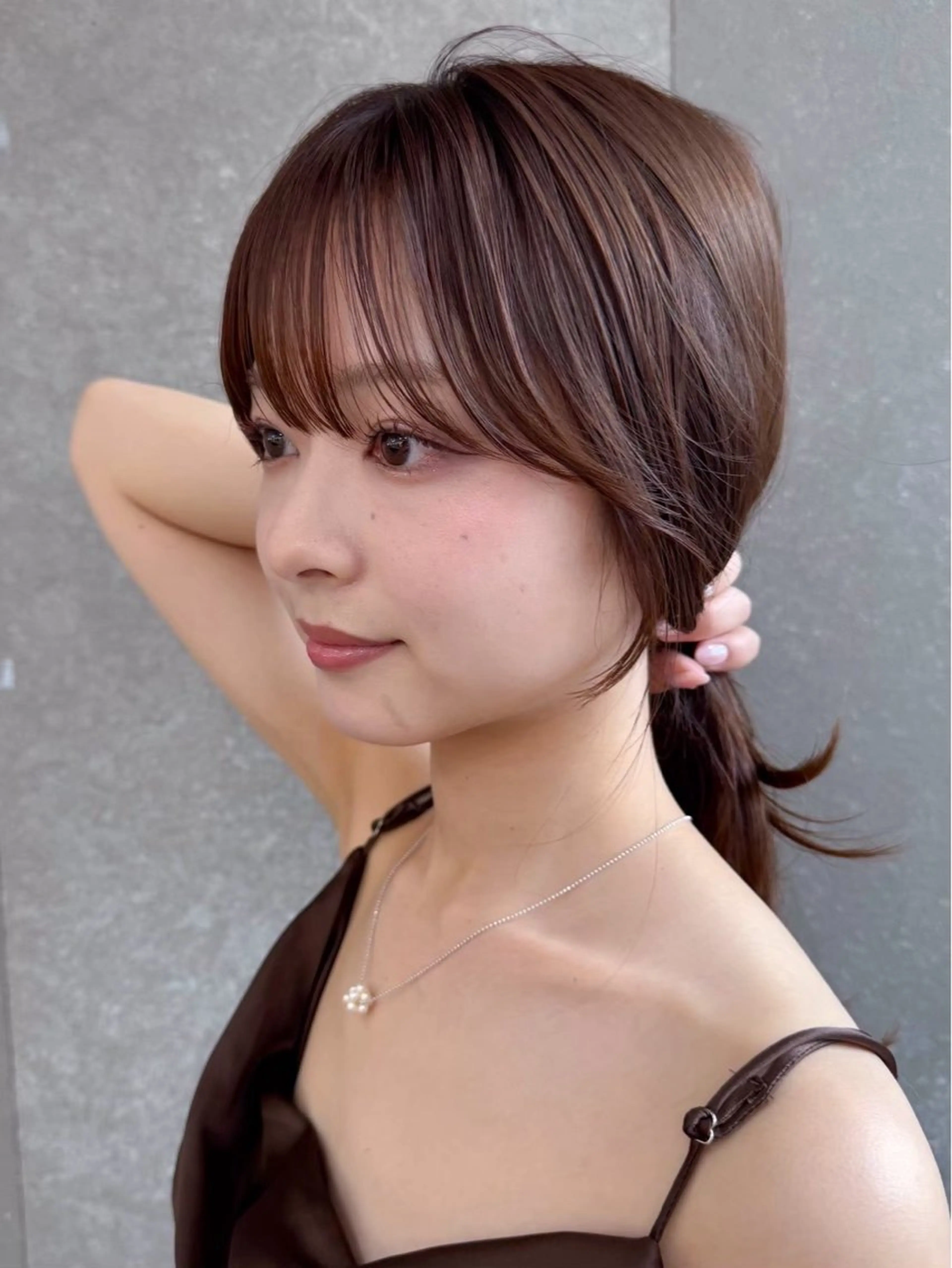 セミロング カット ヘアカラー 縮毛矯正 トリートメント 縮毛矯正/レイヤー 韓国/顔まわり/夢音のヘアスタイル