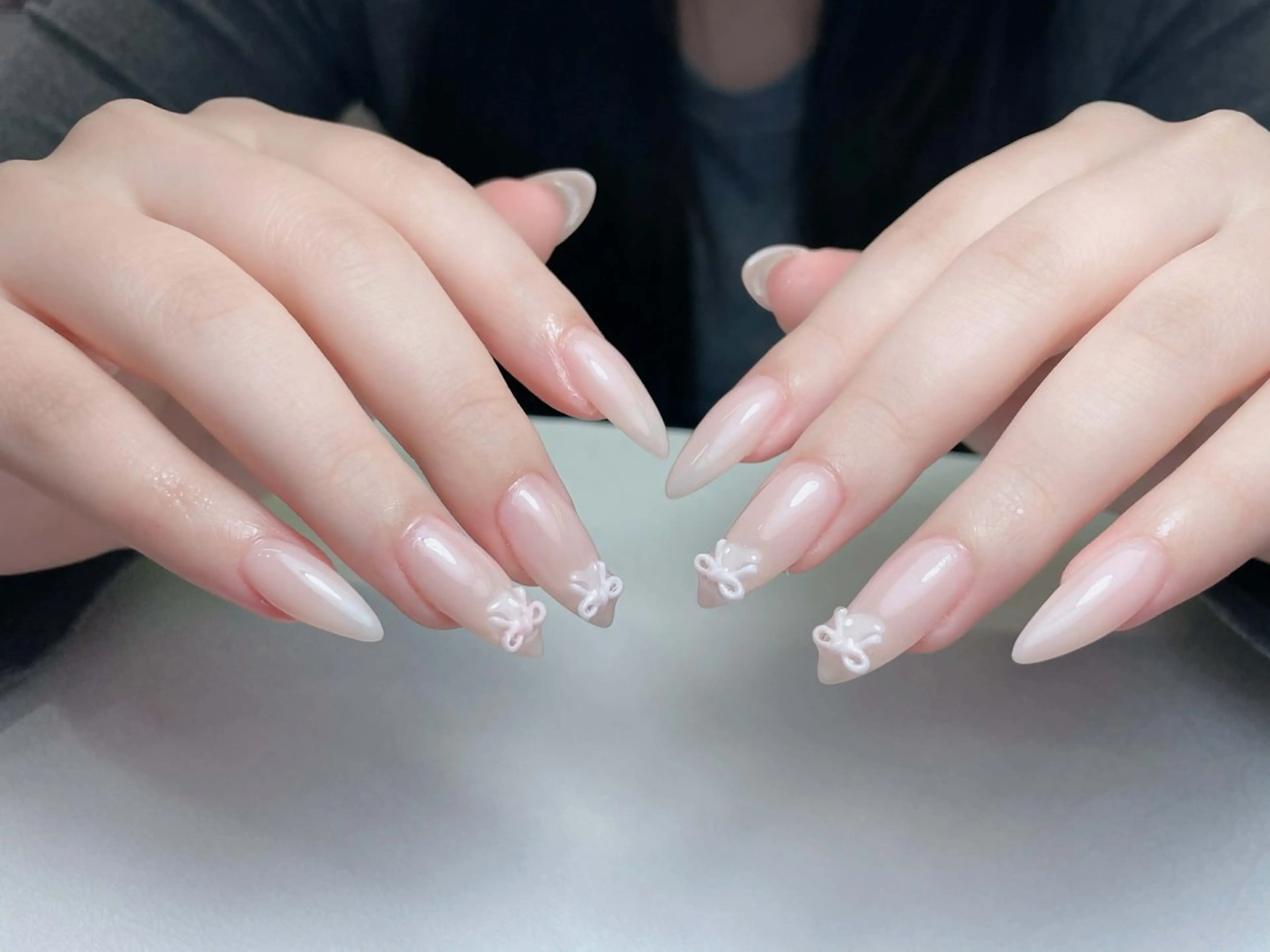 ネイル アートネイル オーロラネイル 長さ出し フレンチネイル ジェルネイル ハンドネイル 中野駅から2分 MEO NAILのネイルデザイン