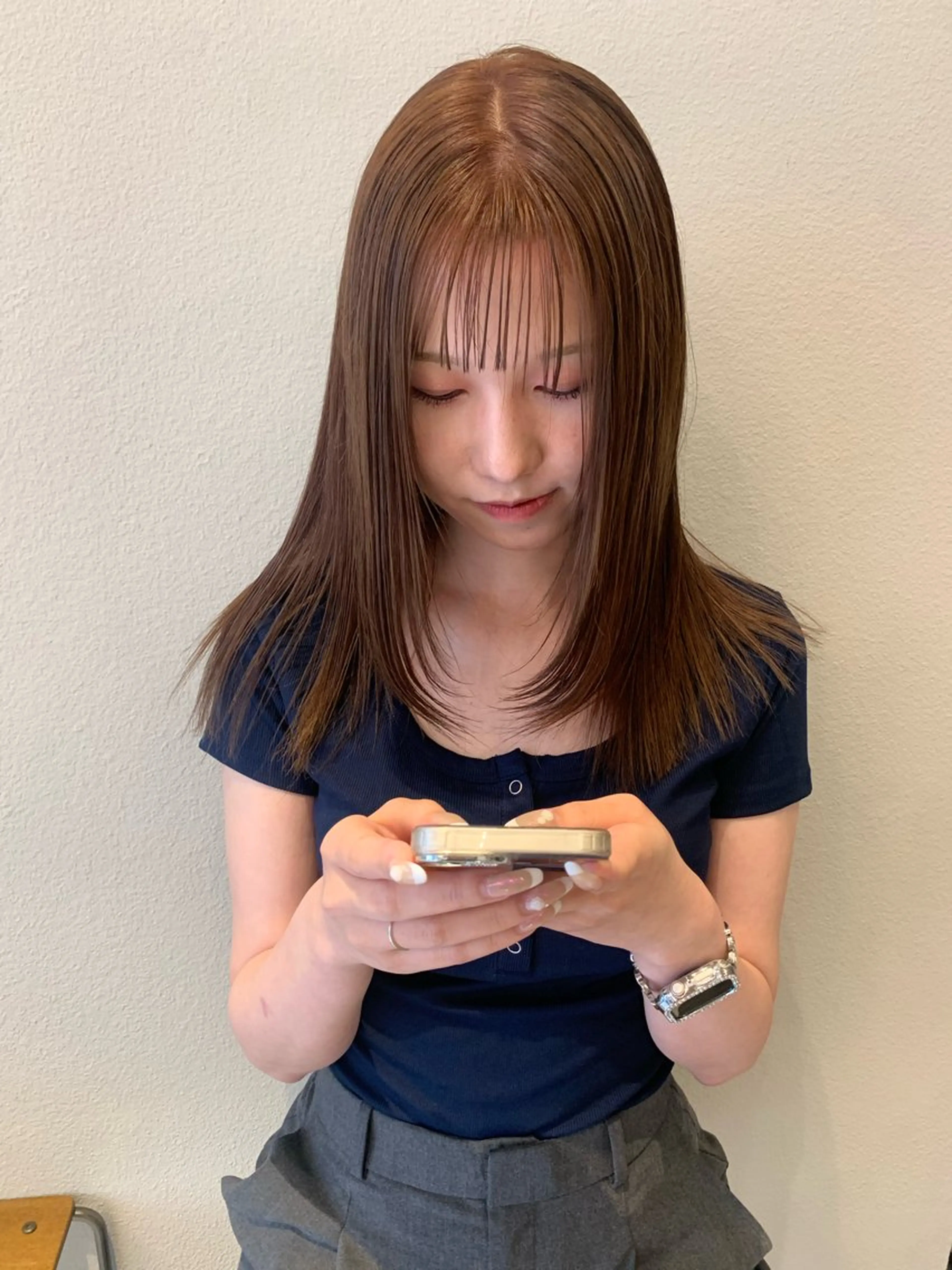 セミロング カラー ヘアカラー ブリーチ/アレンジ 天満/chihiroのヘアスタイル