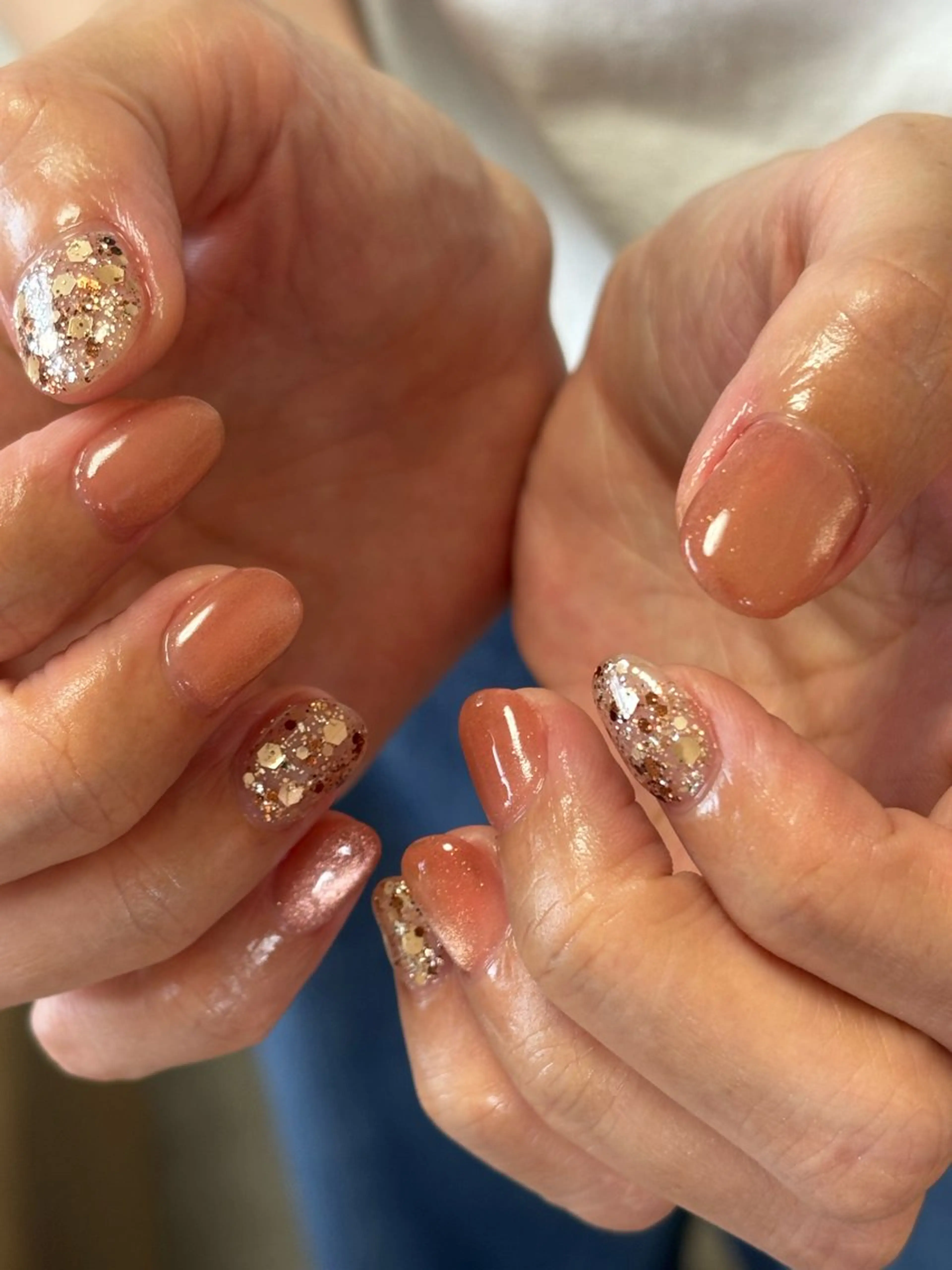 ネイル ブラウン ジェルネイル ゴールド キラキラネイル マグネットネイル ハンドネイル tamu nail 　金町のネイルデザイン