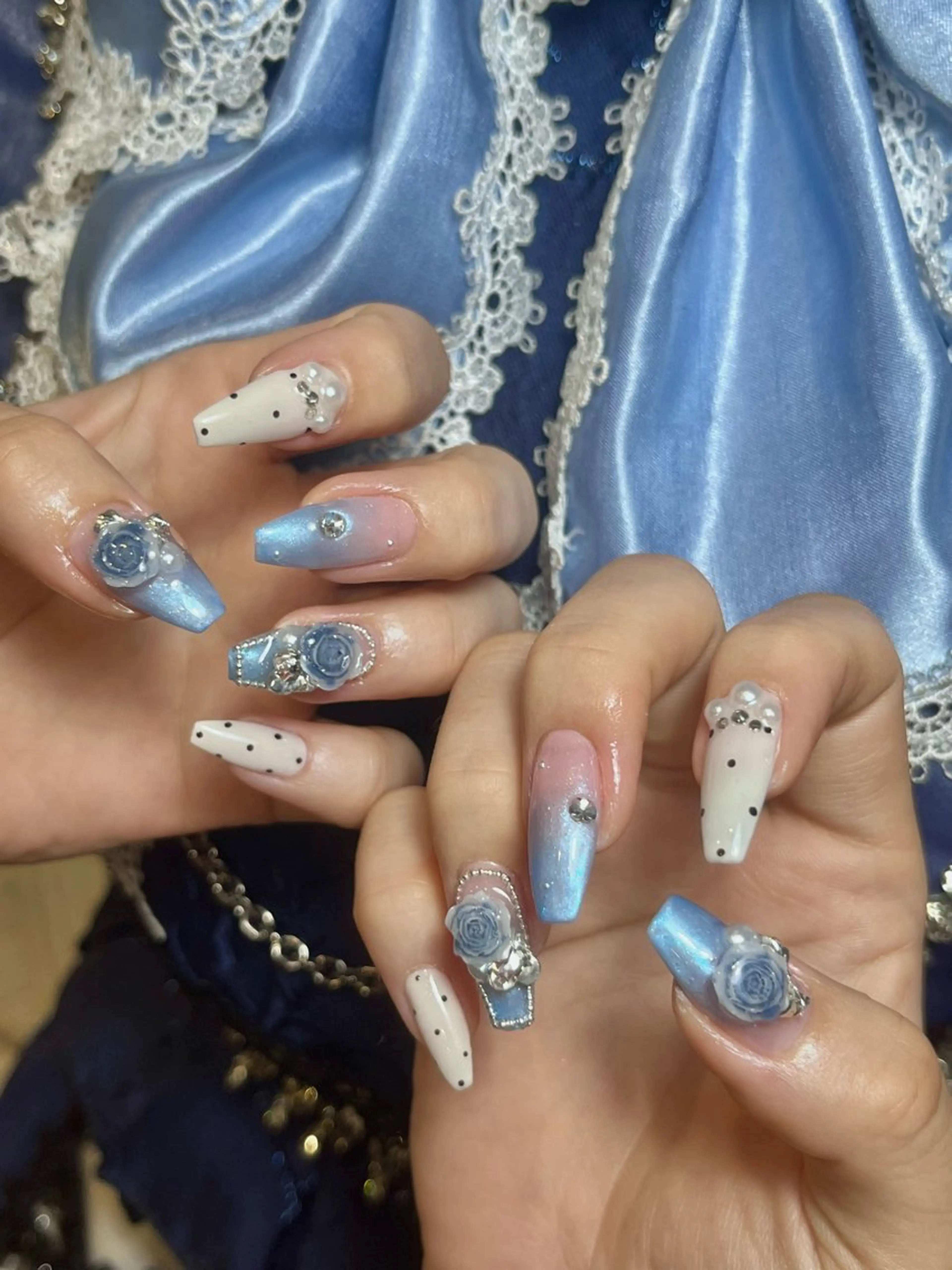 ネイル ブルー iDoll Nail所属・Nailist Mihoのネイルデザイン