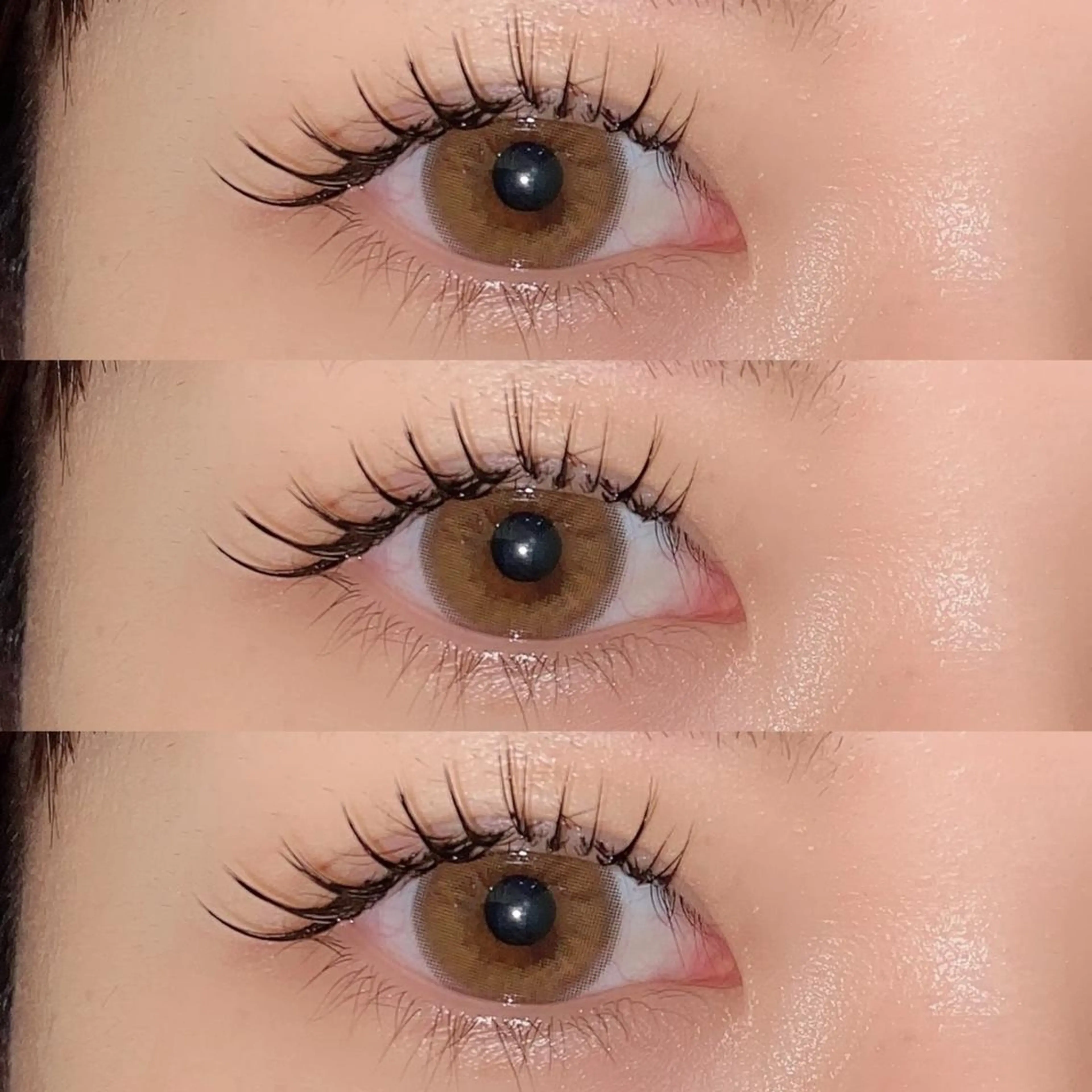 マツエク・マツパ 束感まつ毛 フラットラッシュ 韓国風マツエク パリジェンヌラッシュリフト ボリュームラッシュ 肌に馴染むハイトーン /ミルクティーカラーのヘアスタイル