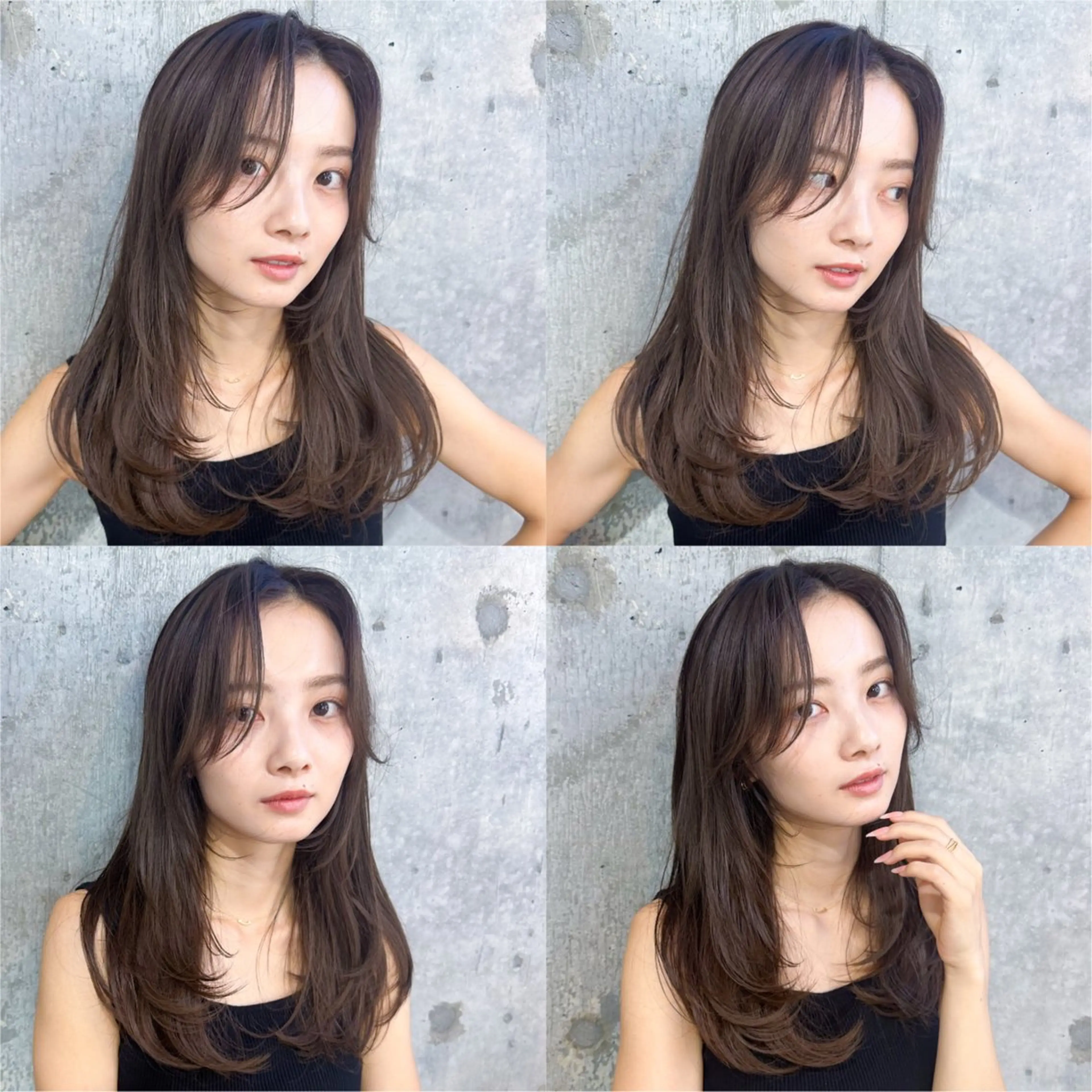 セミロング カラー ダブルカラー ハイライトカラー ハイライト 髪質改善 韓国風ヘア 新宿/韓国風レイヤー 髪質改善/渋谷直樹のヘアスタイル