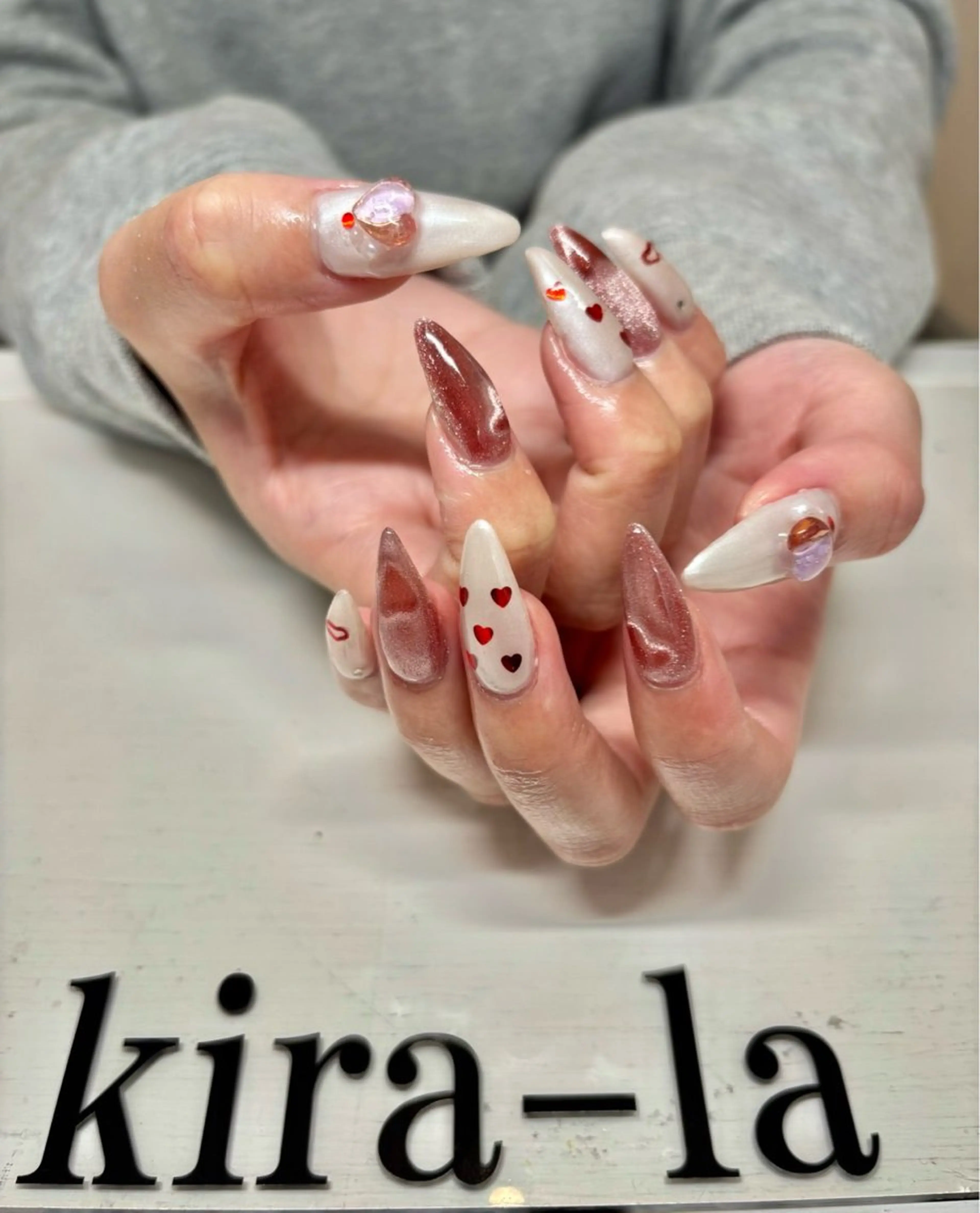 ネイル ハート バレンタイン kira-la キララ･:*..のネイルデザイン