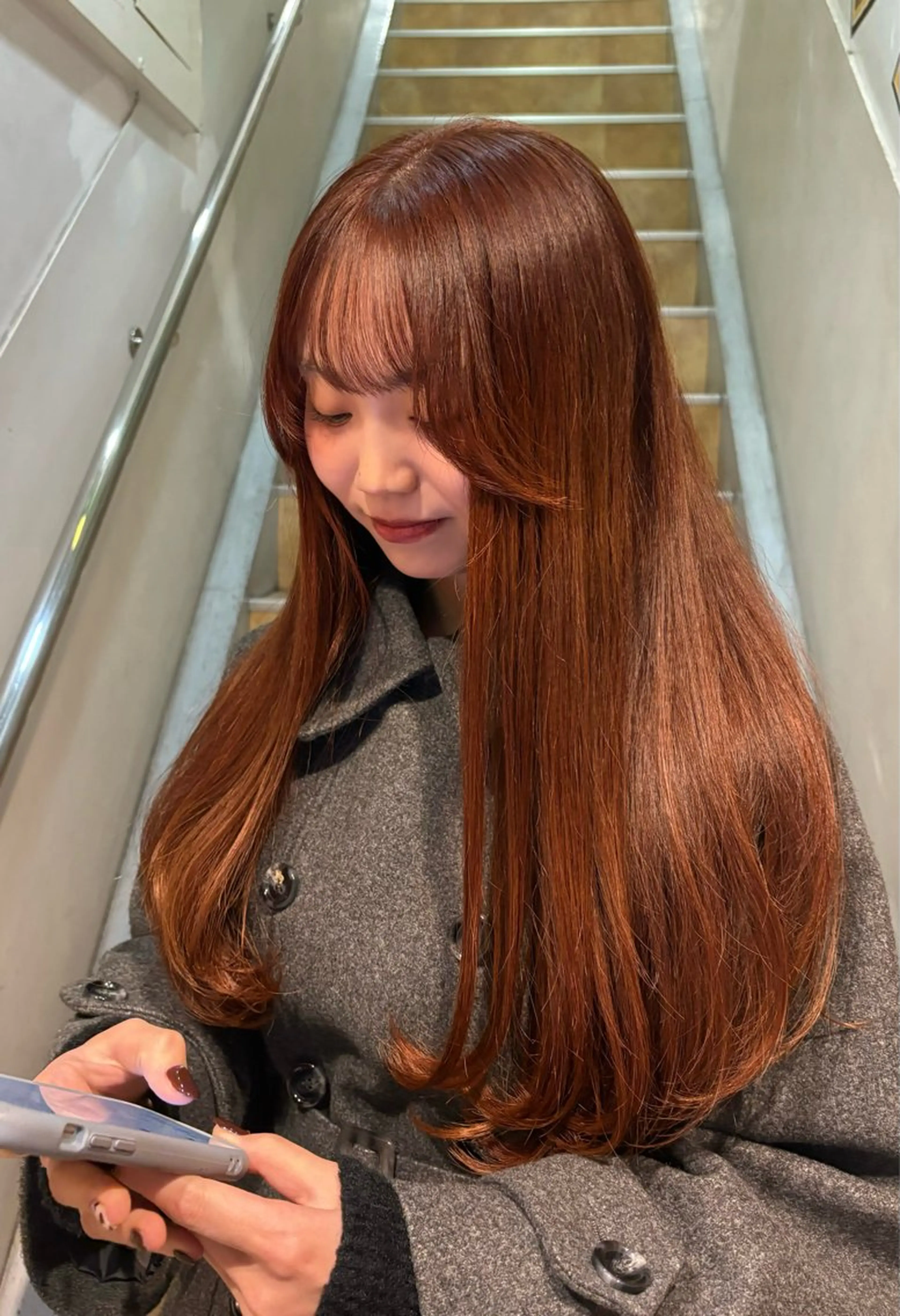 カラー ブリーチ ダブルカラー ブリーチなしカラー オレンジ レッドカラー ヘアカラー トリートメント なぎさ 🎀  / 透明感カラー/心斎橋のヘアスタイル