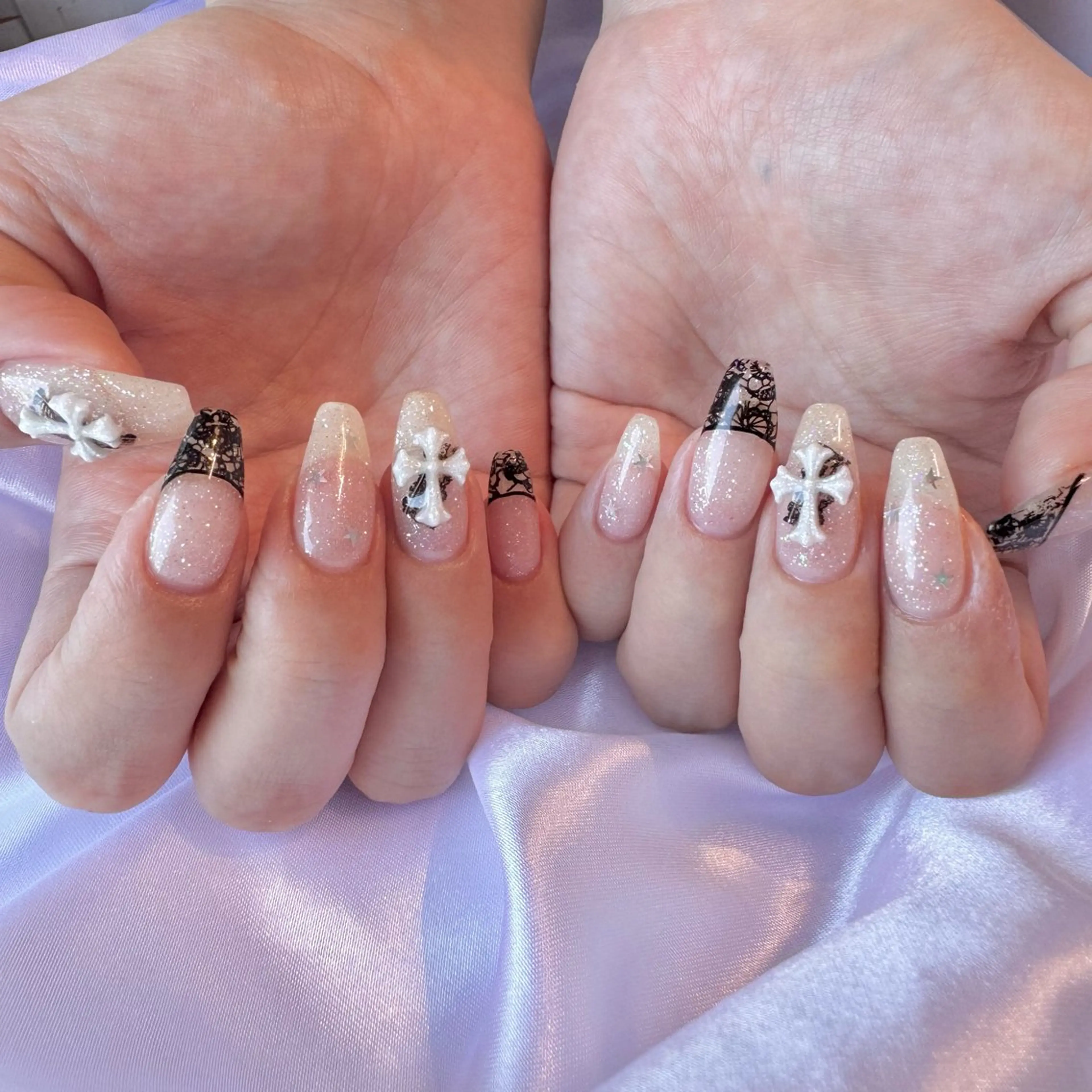 ネイル レース ハンドネイル nail salon e'mu💐のネイルデザイン