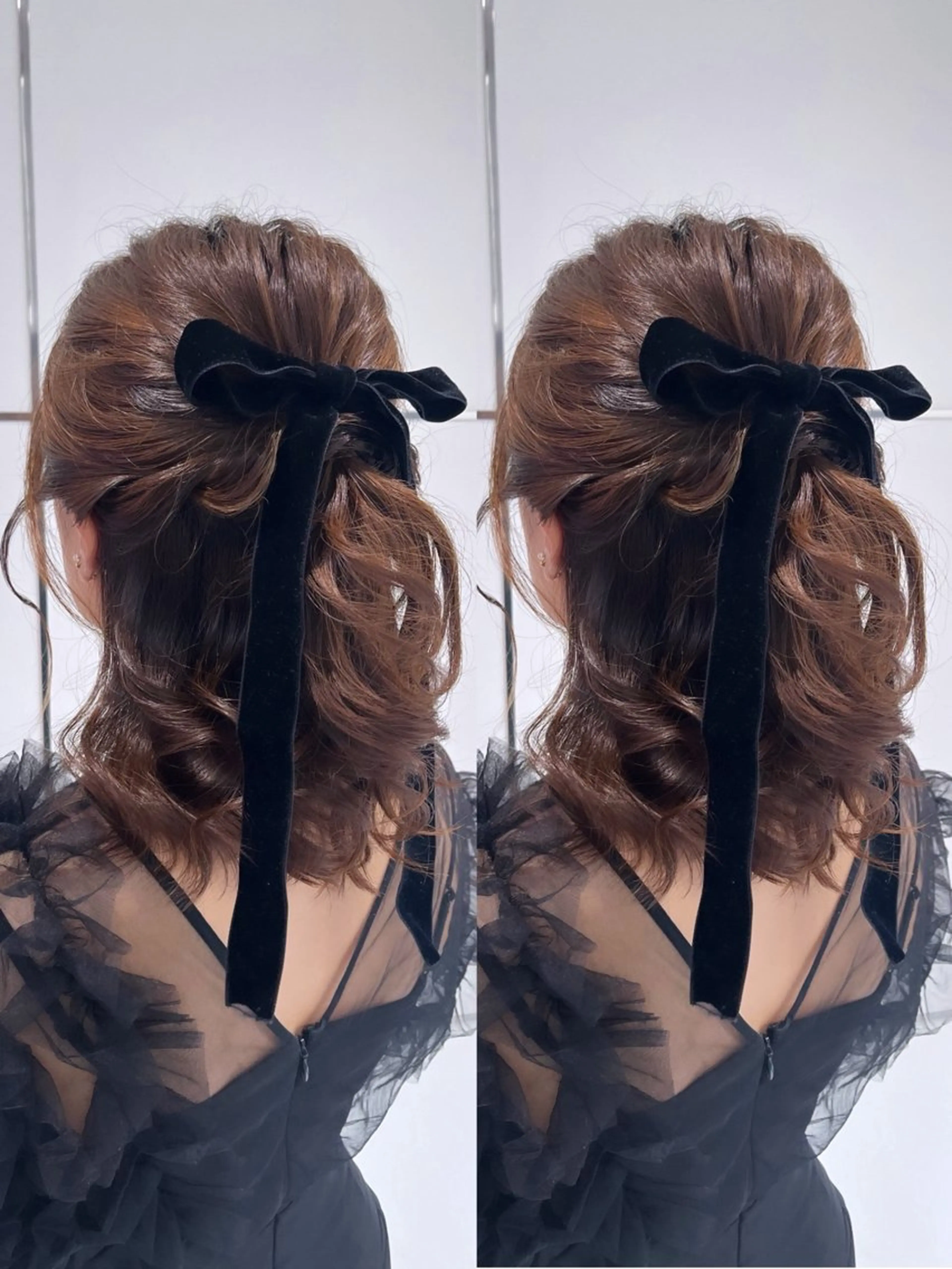 ミディアム ヘアアレンジ ハーフアップ ヘアセット mimi☪️ 艶髪髪質改善/メンズのヘアスタイル