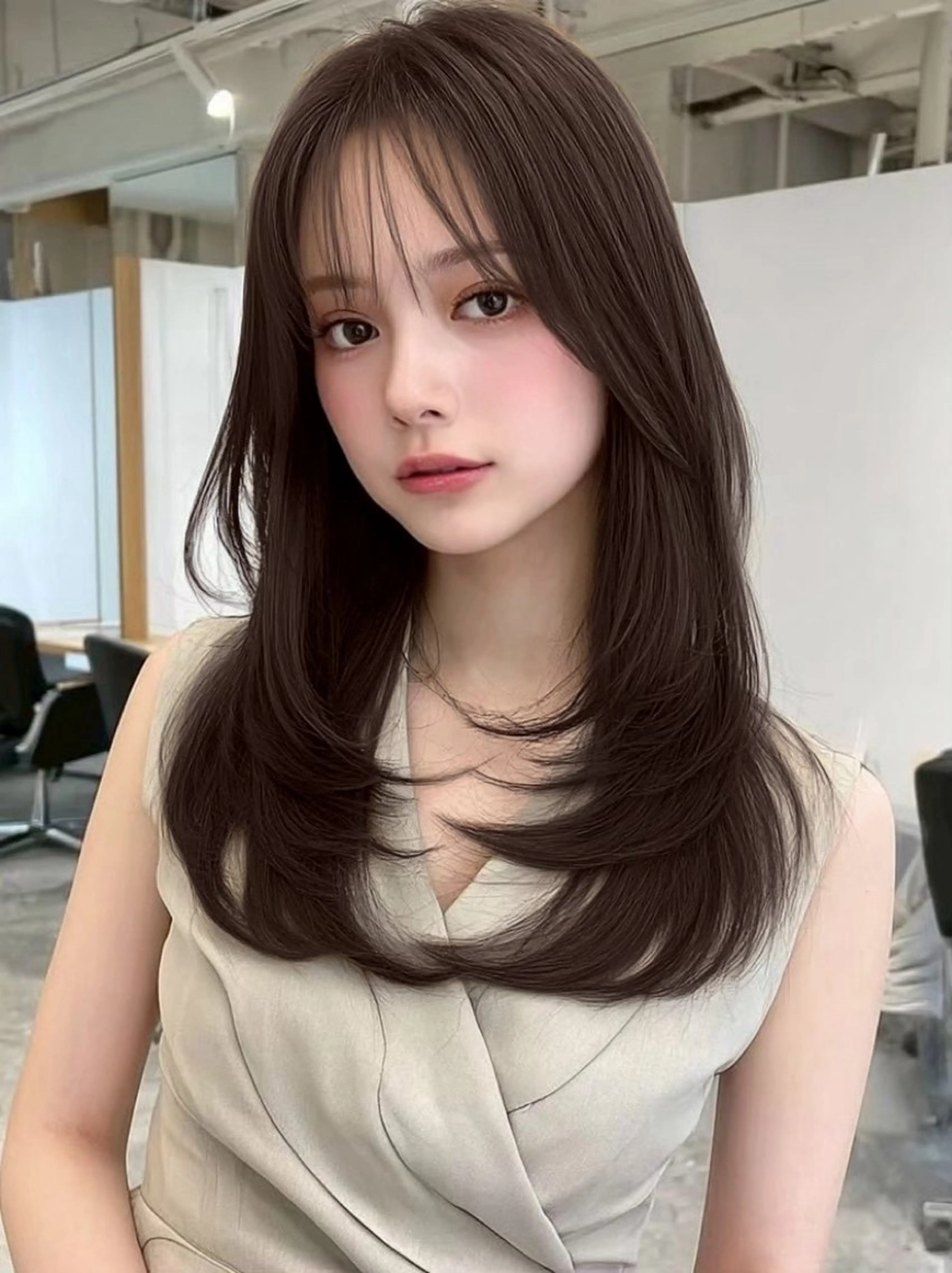 ロング くびれヘア 髪質改善 韓国風ヘア 縮毛矯正 トリートメント カット ヘアカラー トリートメント 顔周り指名NO.1 🤍似合わせ／Maoのヘアスタイル