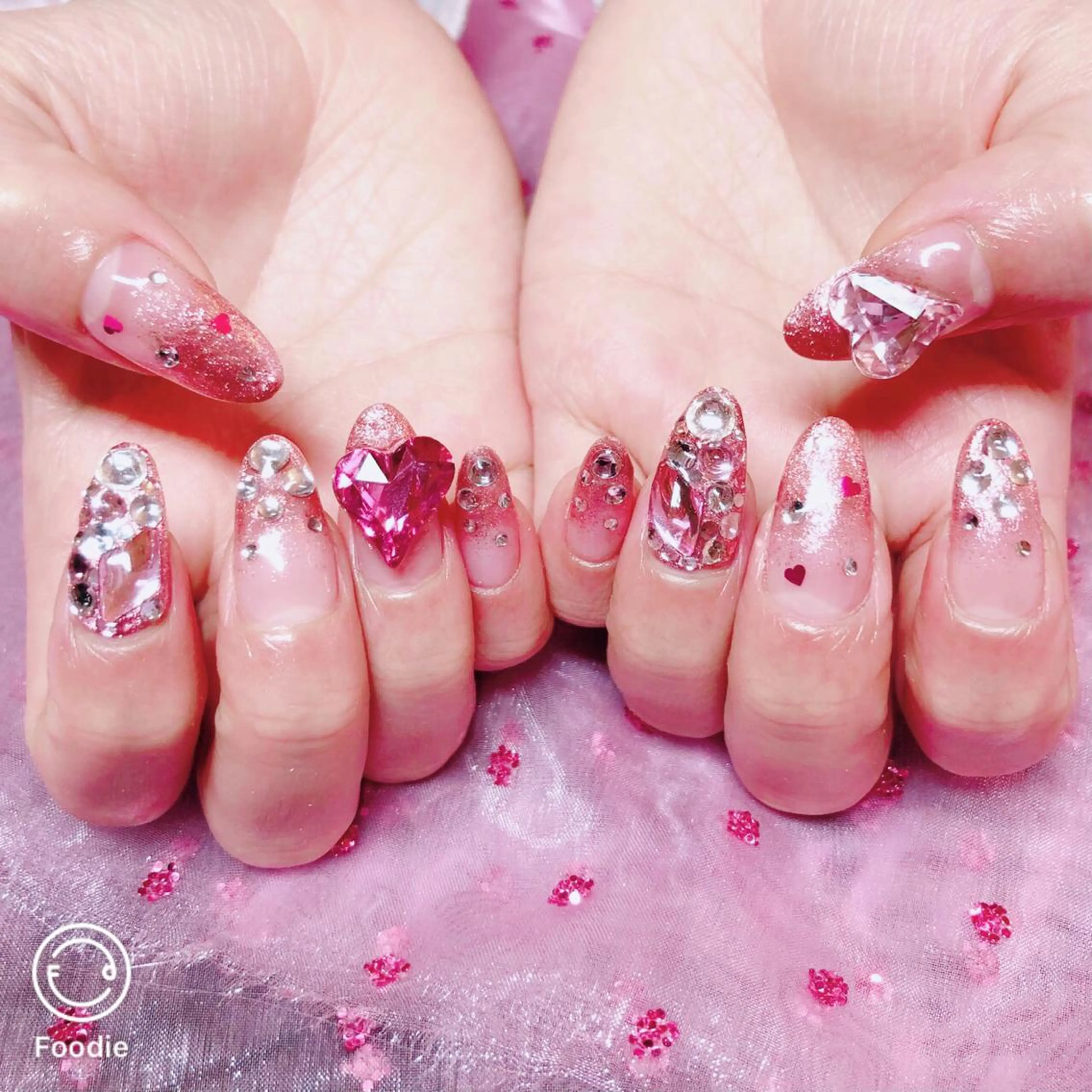 ネイル アートネイル べっ甲ネイル キラキラネイル 冬ネイル ハンドネイル 「Honey NAIL新宿店」所属・Honey スカルプ専門店のネイルデザイン