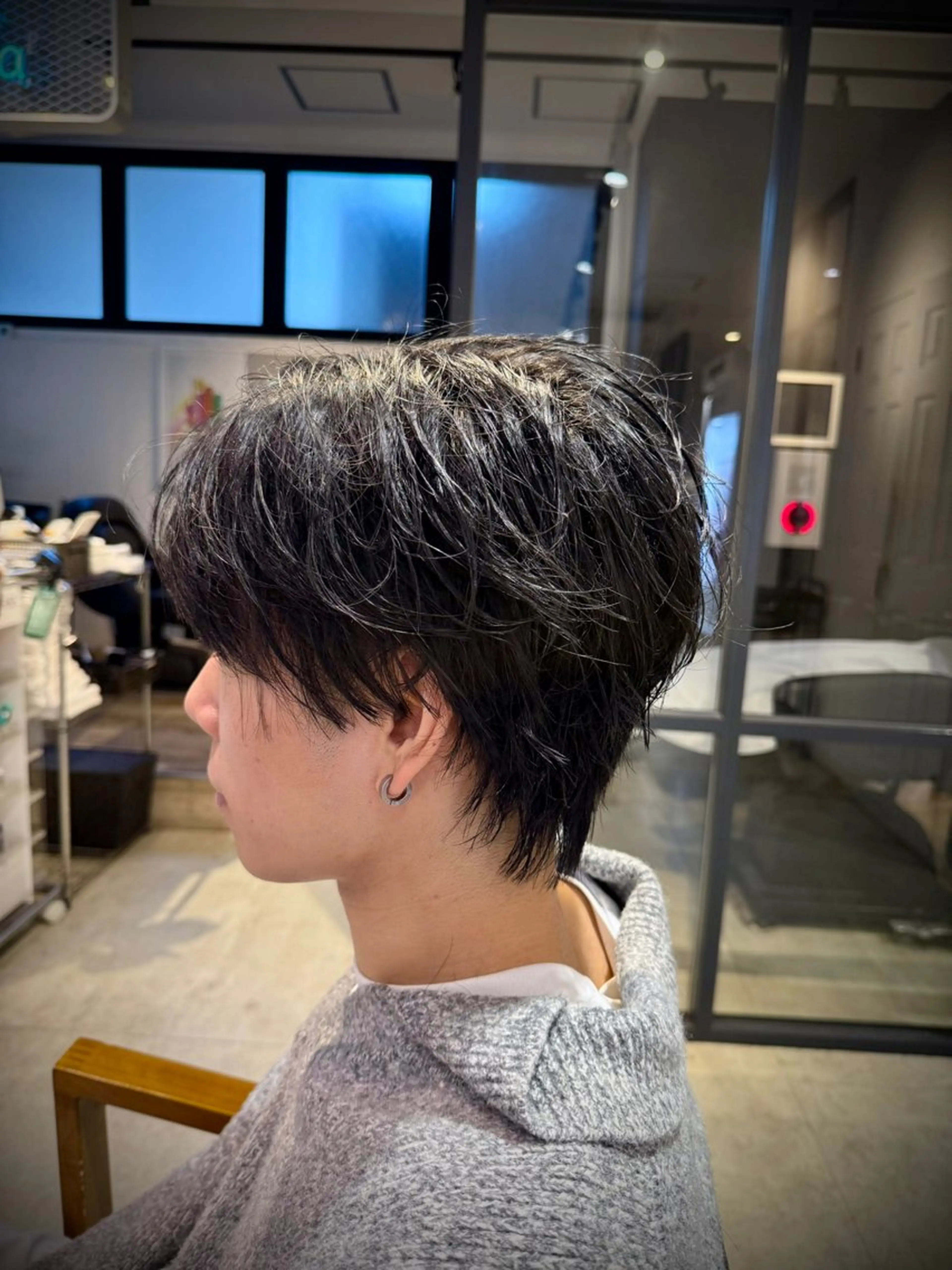 ショート メンズ センターパート マッシュウルフ マッシュ メンズパーマ メンズウルフカット flammeum関内店所属・🥀Hosaka Kazuki🥀のヘアスタイル