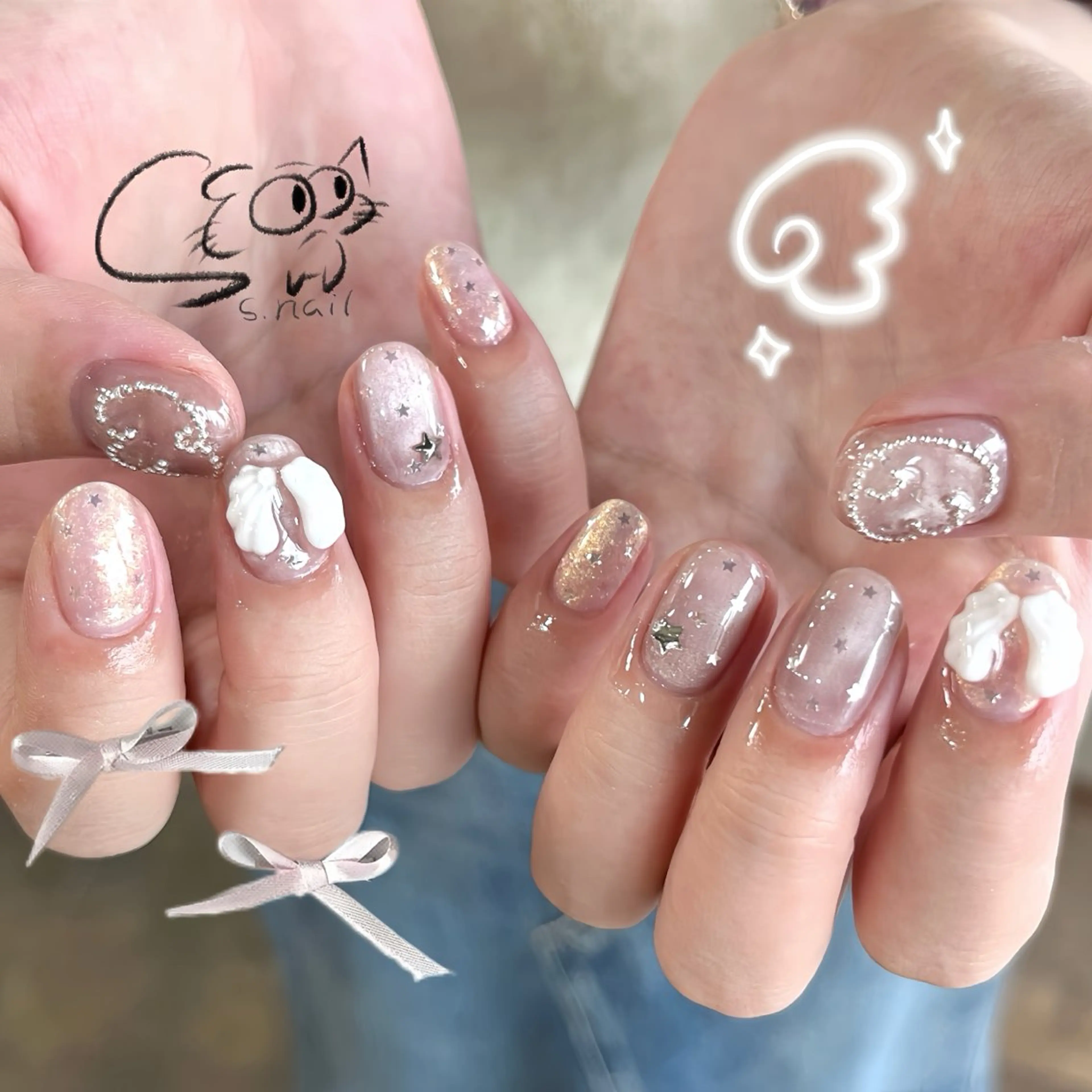 ネイル チークネイル フレンチネイル グラデーション マグネットネイル ワンカラーネイル ハンドネイル S.nail所属・S.nail _のネイルデザイン