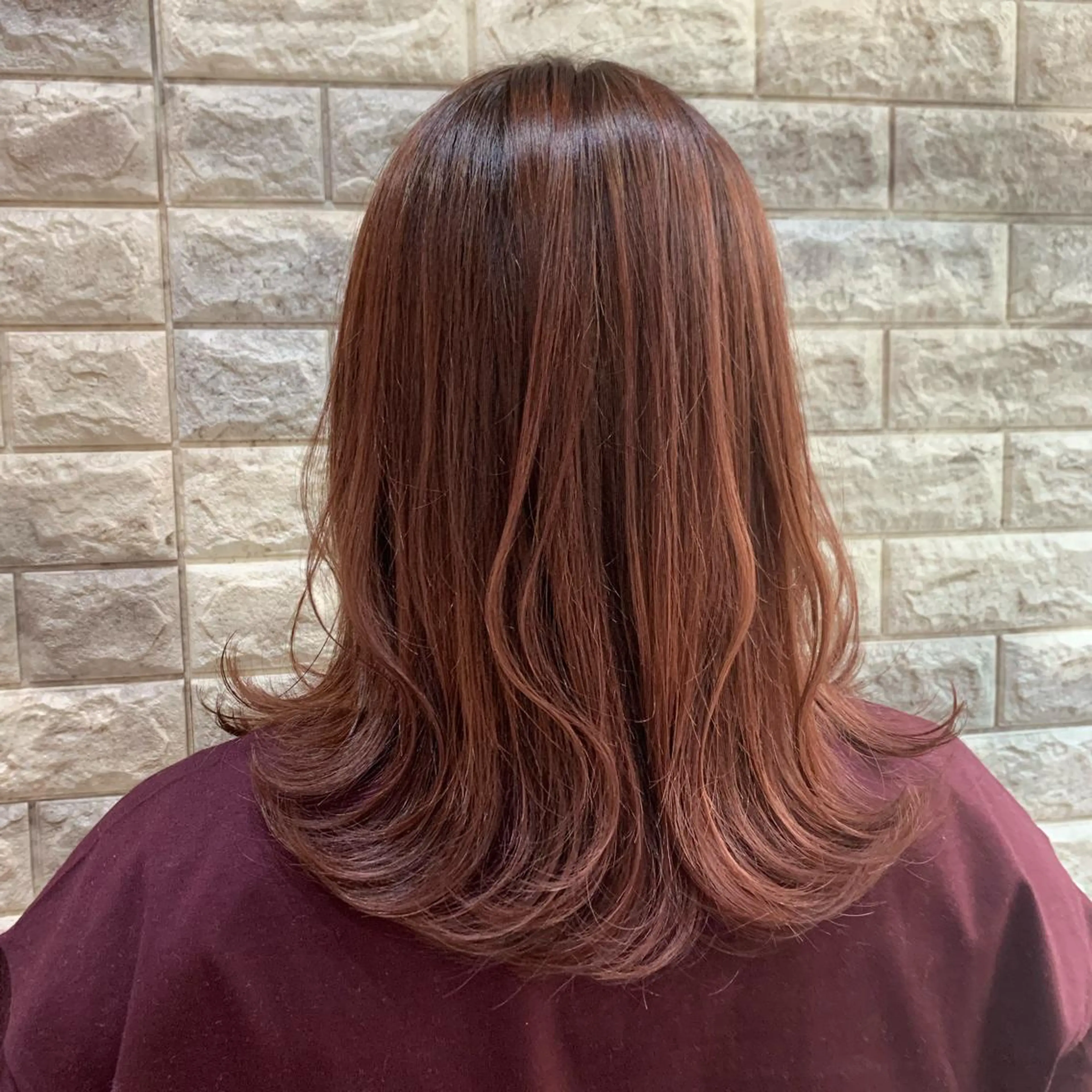 ミディアム カラー ブリーチ ハイライトカラー ピンクカラー ハイライト FUKO Hip's eyesのマツエク・マツパデザイン