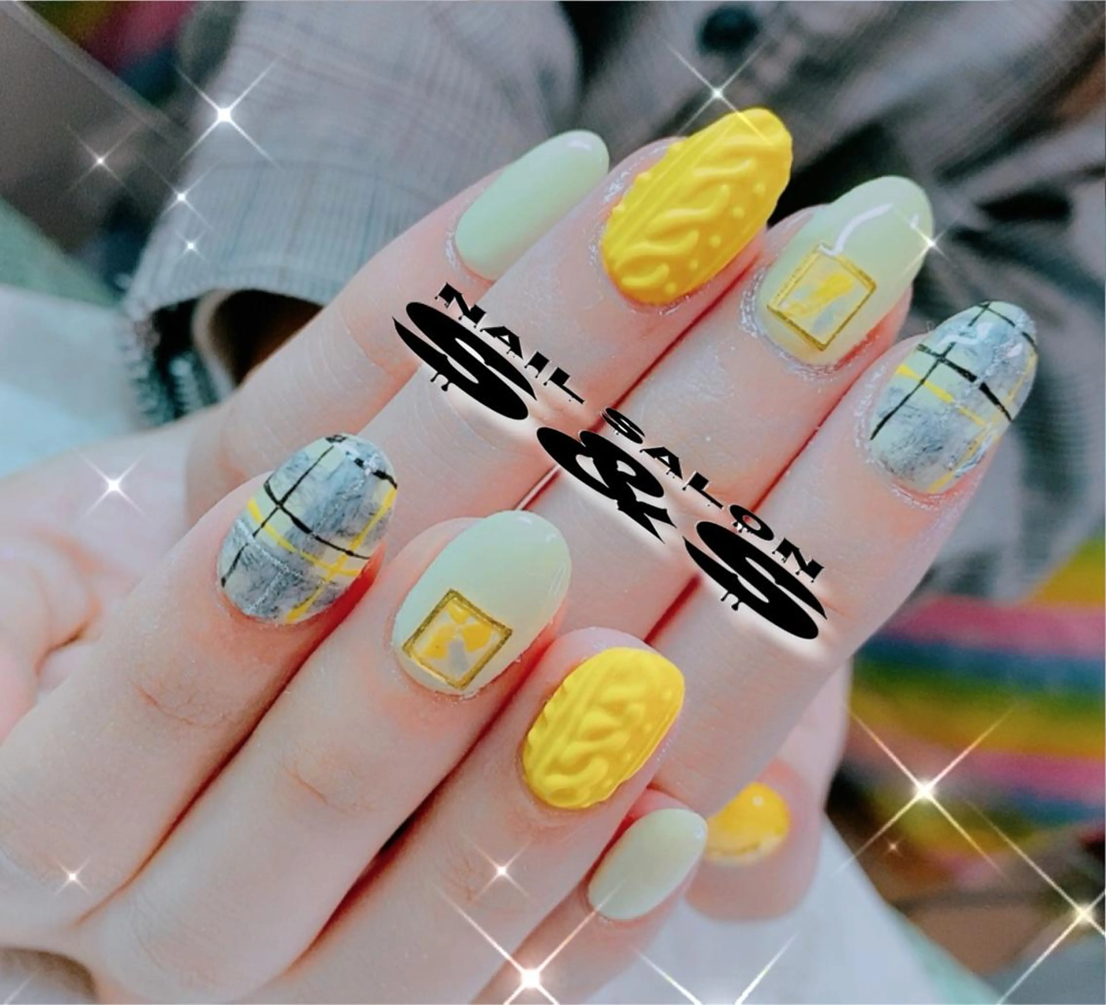 ネイル 長さ出し メンズネイル 持ち込み スカルプネイル 黄色 S&S 村田小百合のネイルデザイン