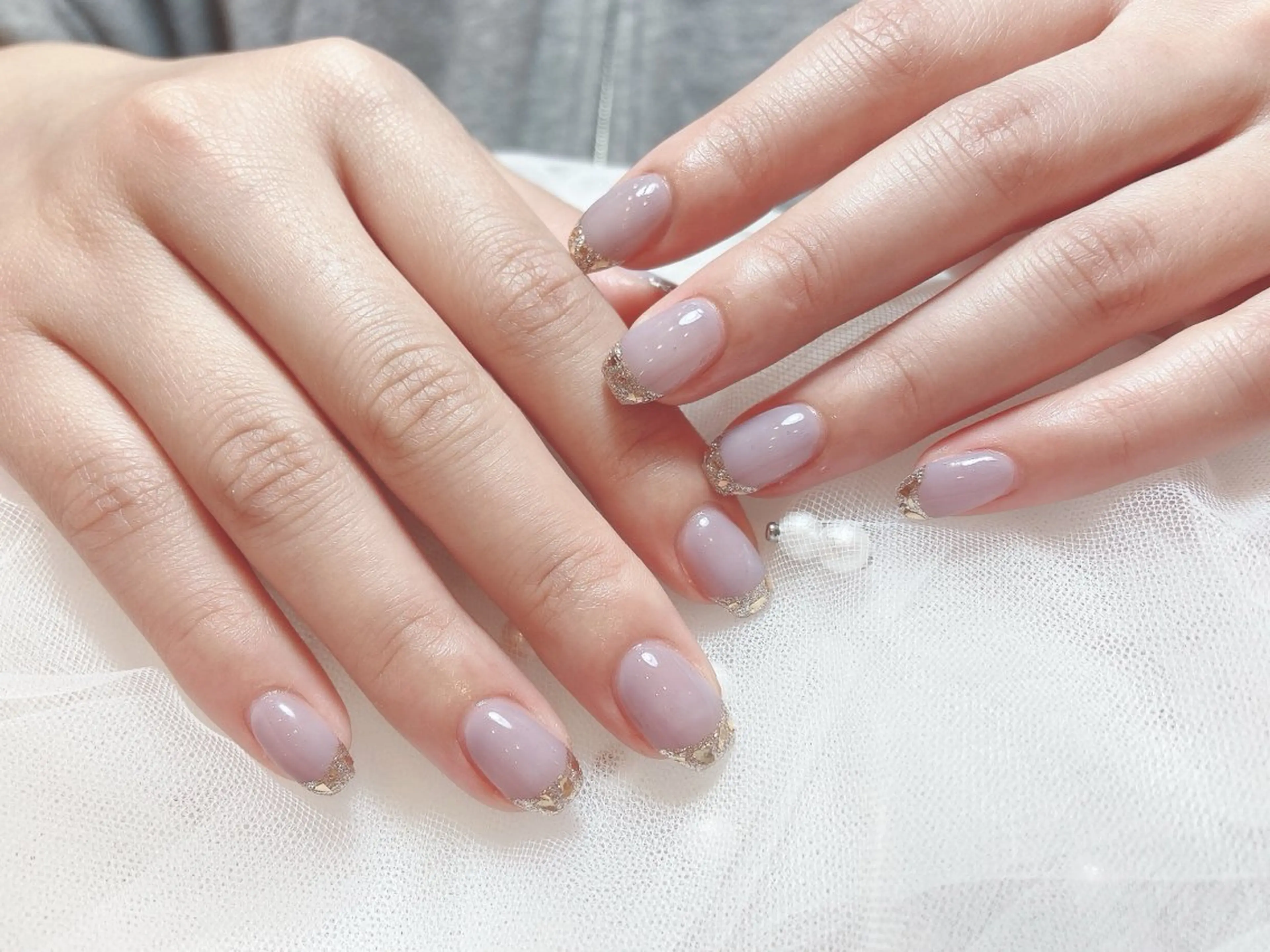 ベース色付ガラスフレンチ＆ミラーフレンチ☆ご新規オフ無料の写真