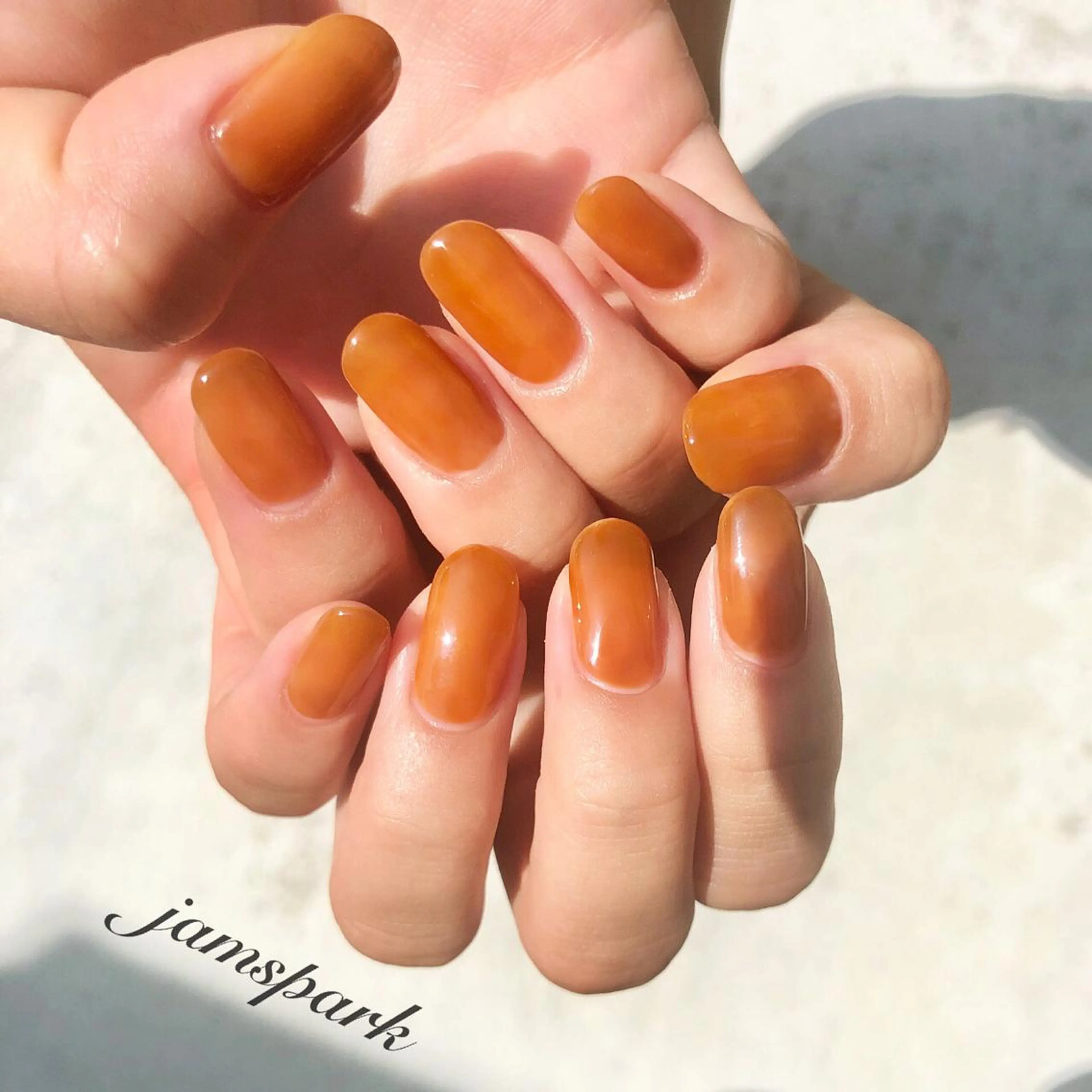 ネイル ブラウン クリアネイル ラメ(グリッター) ワンカラーネイル ハンドネイル jamspark ✨のネイルデザイン