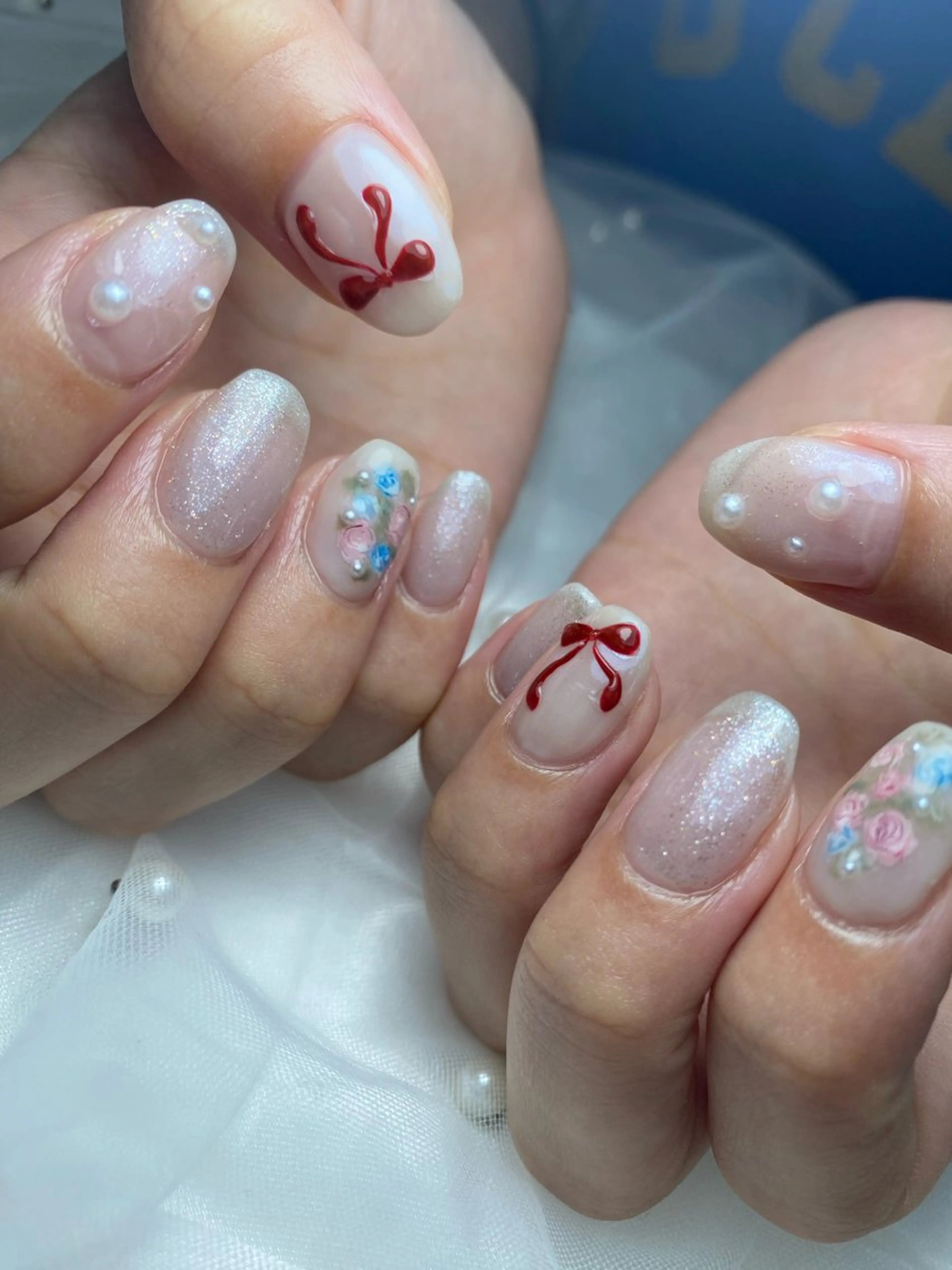 ネイル フラッシュネイル フレンチネイル ジェルネイル グラデーション ラメ(グリッター) REILLY.　private nail salon所属・Marina 《REILLY.》のネイルデザイン