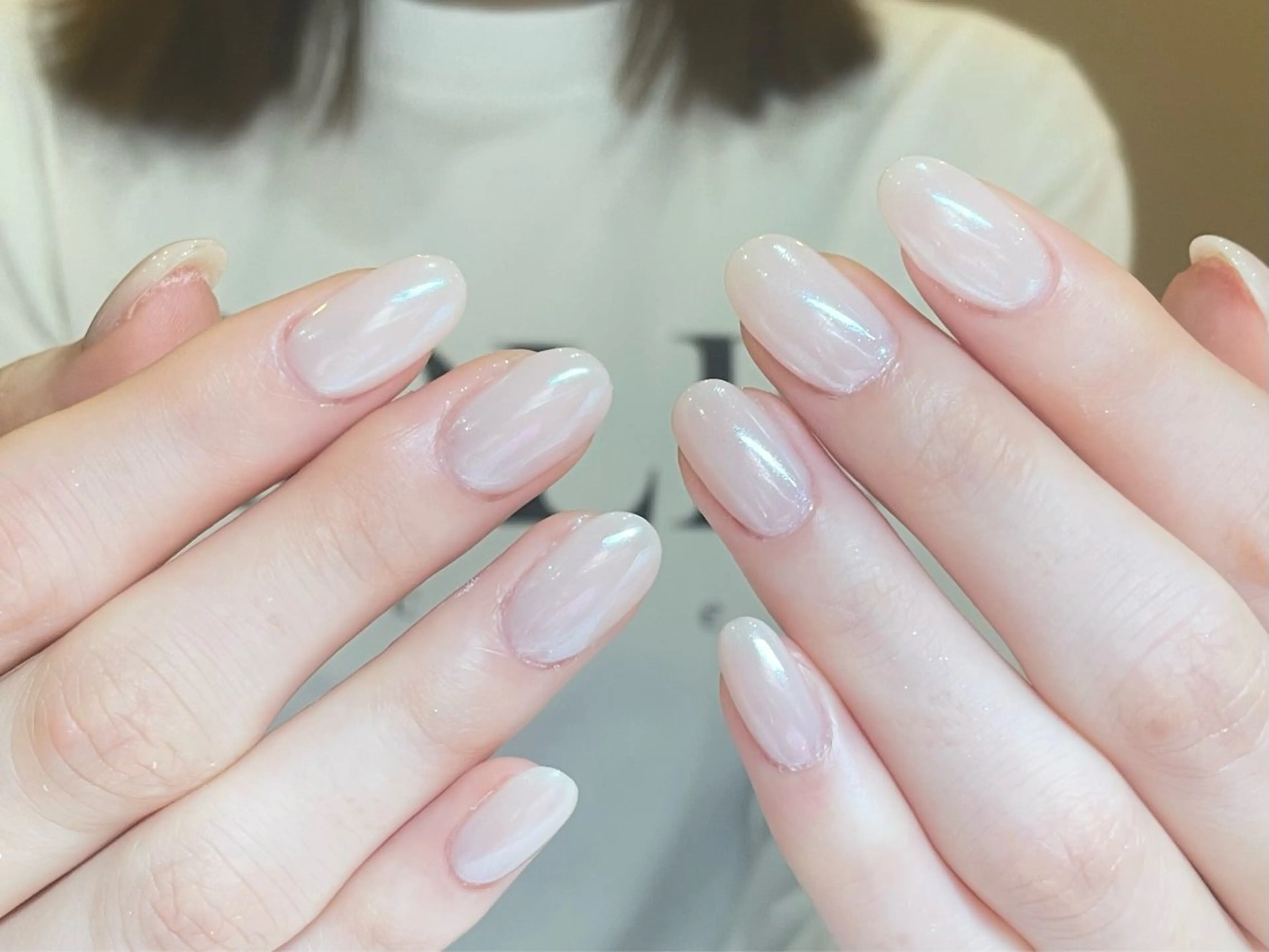 ネイル オーロラネイル チークネイル フレンチネイル ガラスフレンチ グラデーション ハンドネイル H&B 楊のネイルデザイン