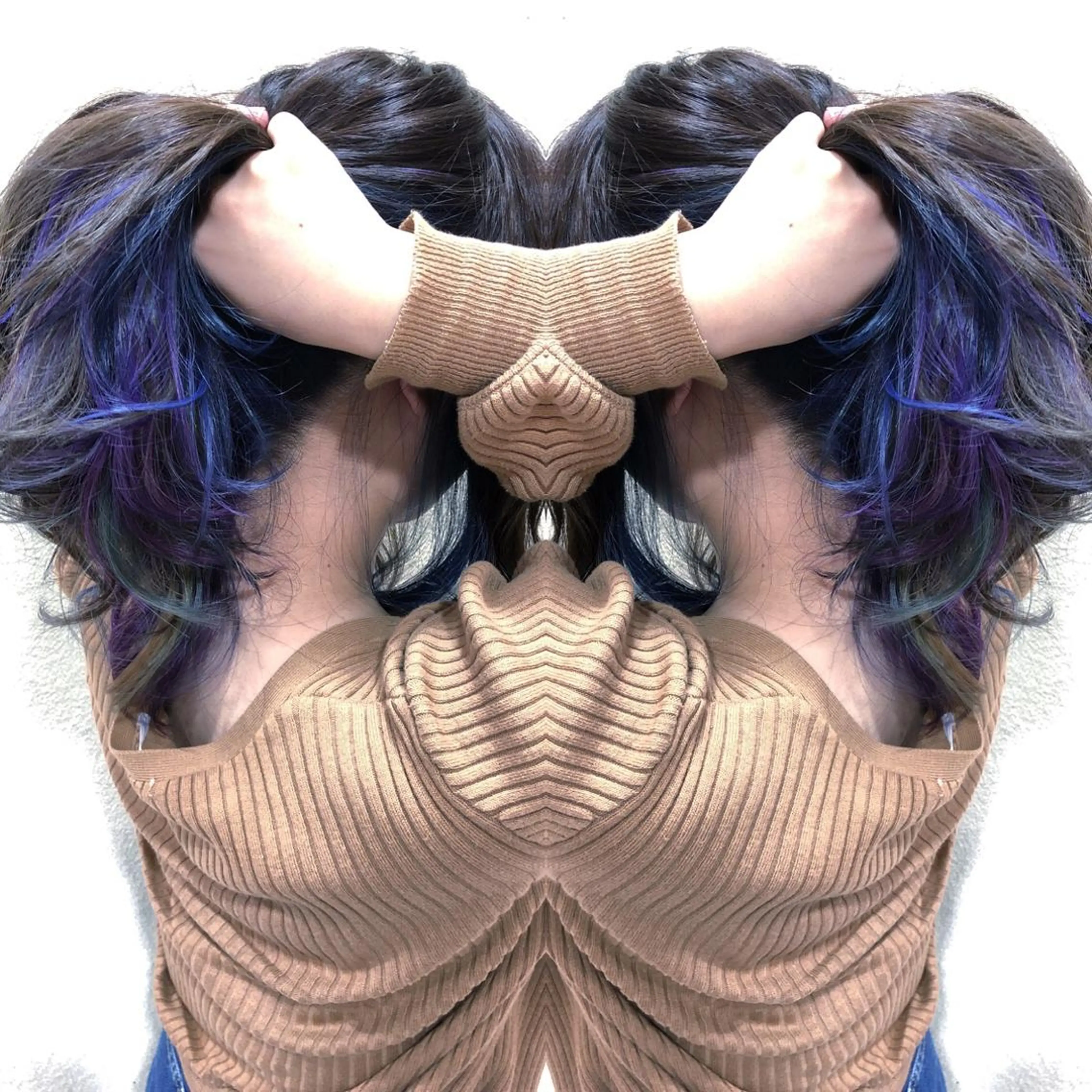 セミロング カラー ユニコーンカラー 髪質改善特化サロン ICONIQ天神店のヘアスタイル