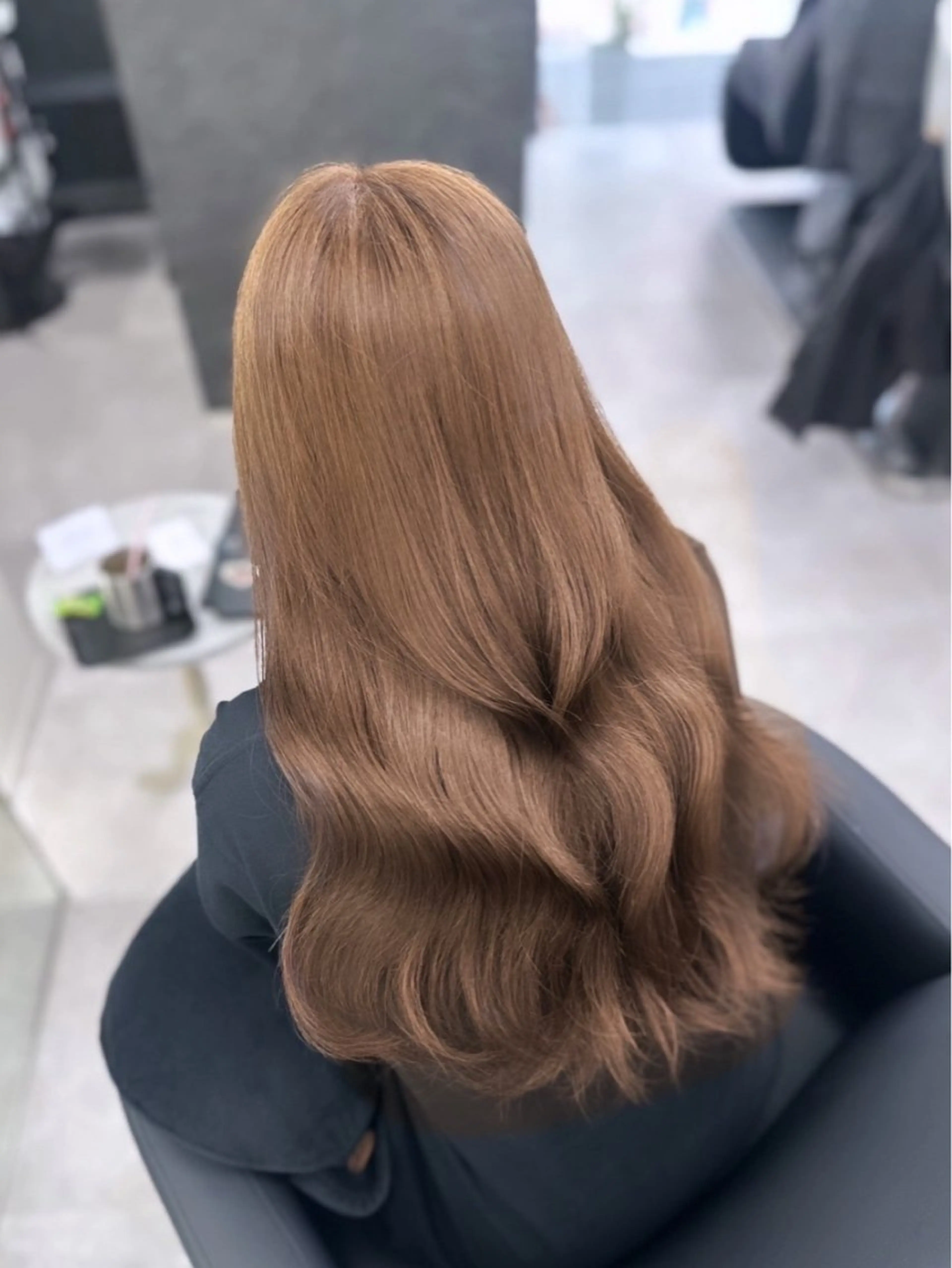 ロング カラー ベージュカラー ヘーゼル ヘアカラー トリートメント 縮毛矯正/艶カラー /髪質改善/なんばのヘアスタイル