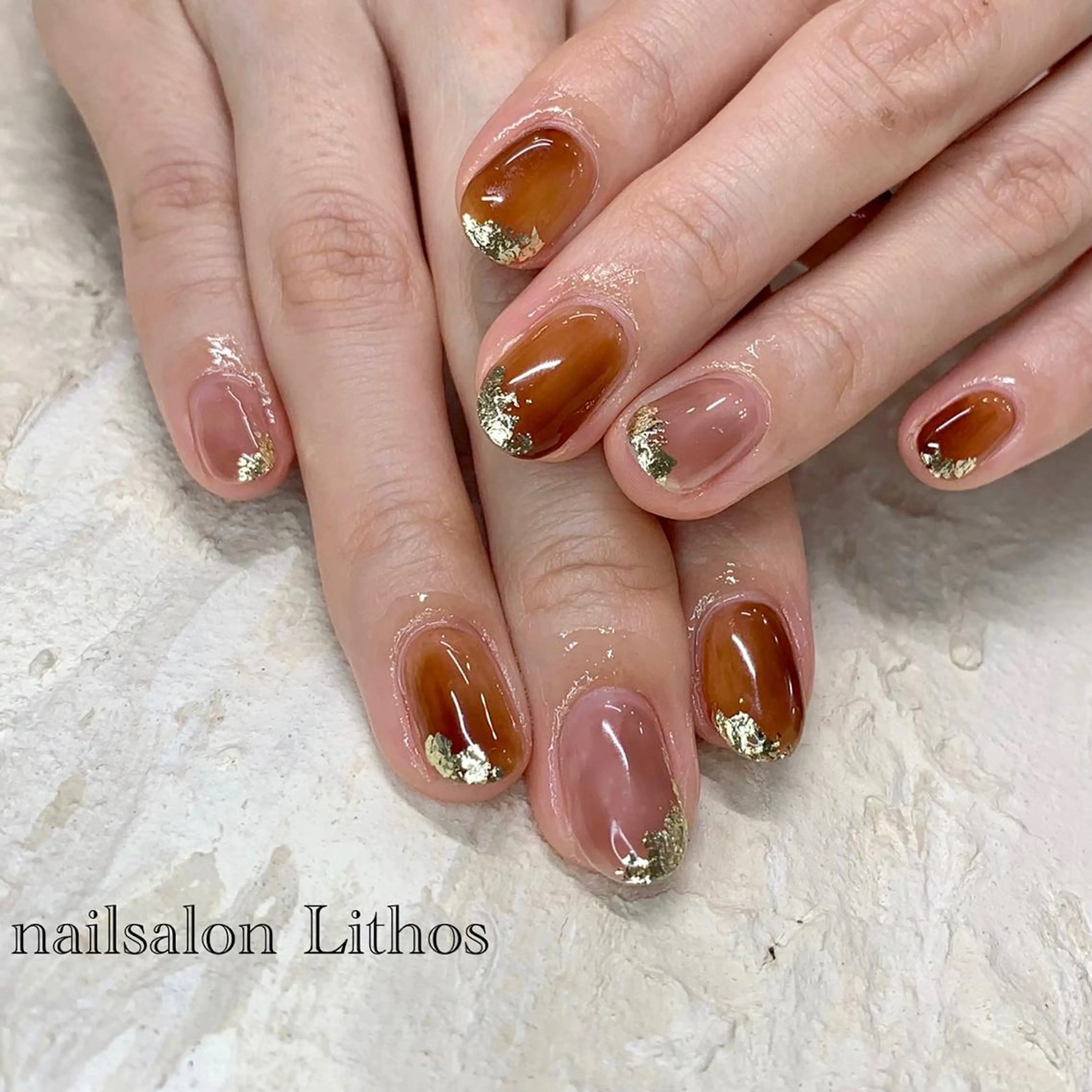 ネイル ブラウン ハンドネイル nailsalon Lithos所属・nailsalon Recontreのネイルデザイン