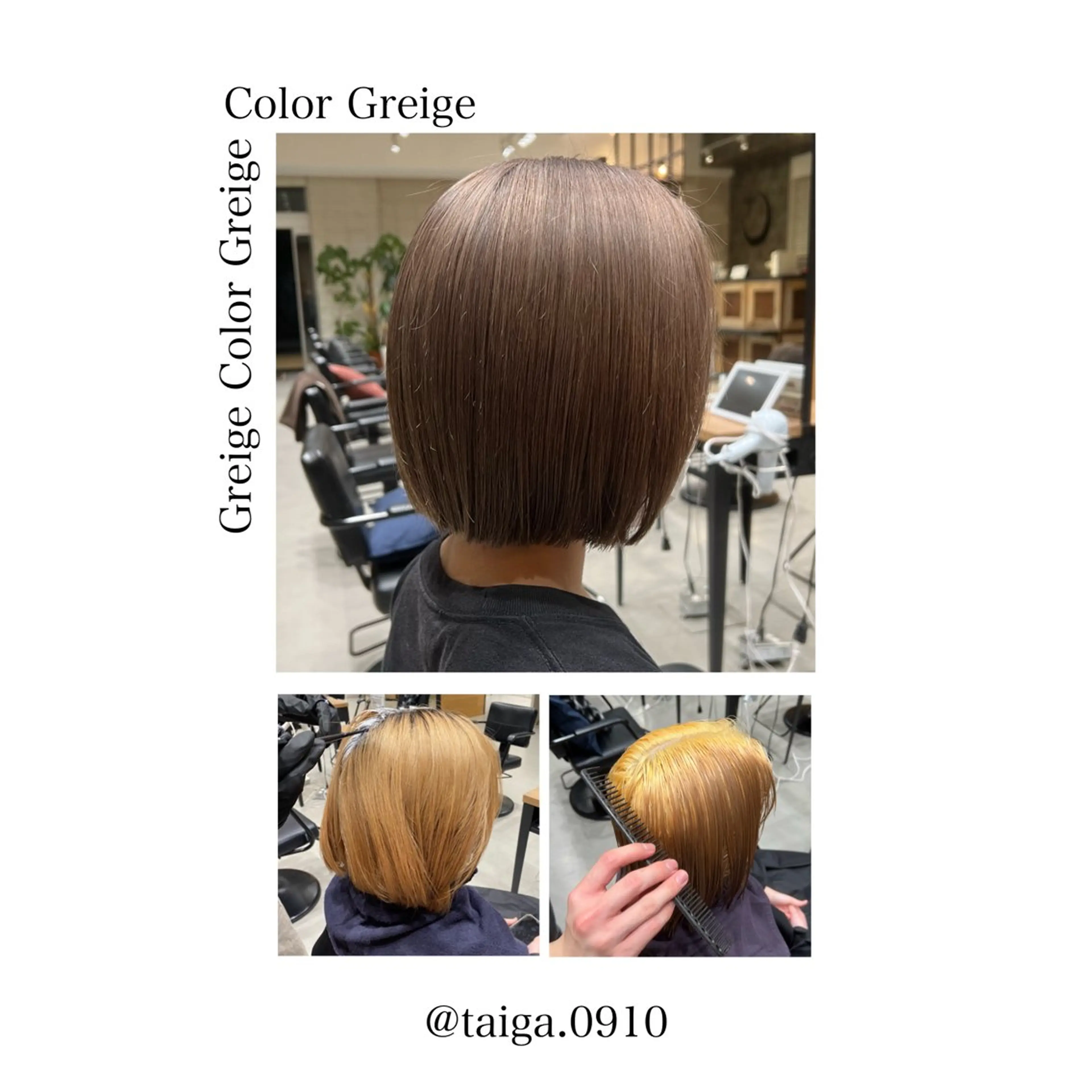 ショート カラー グレージュ ボブ レディースヘア💫 加藤たいが🐯のヘアスタイル