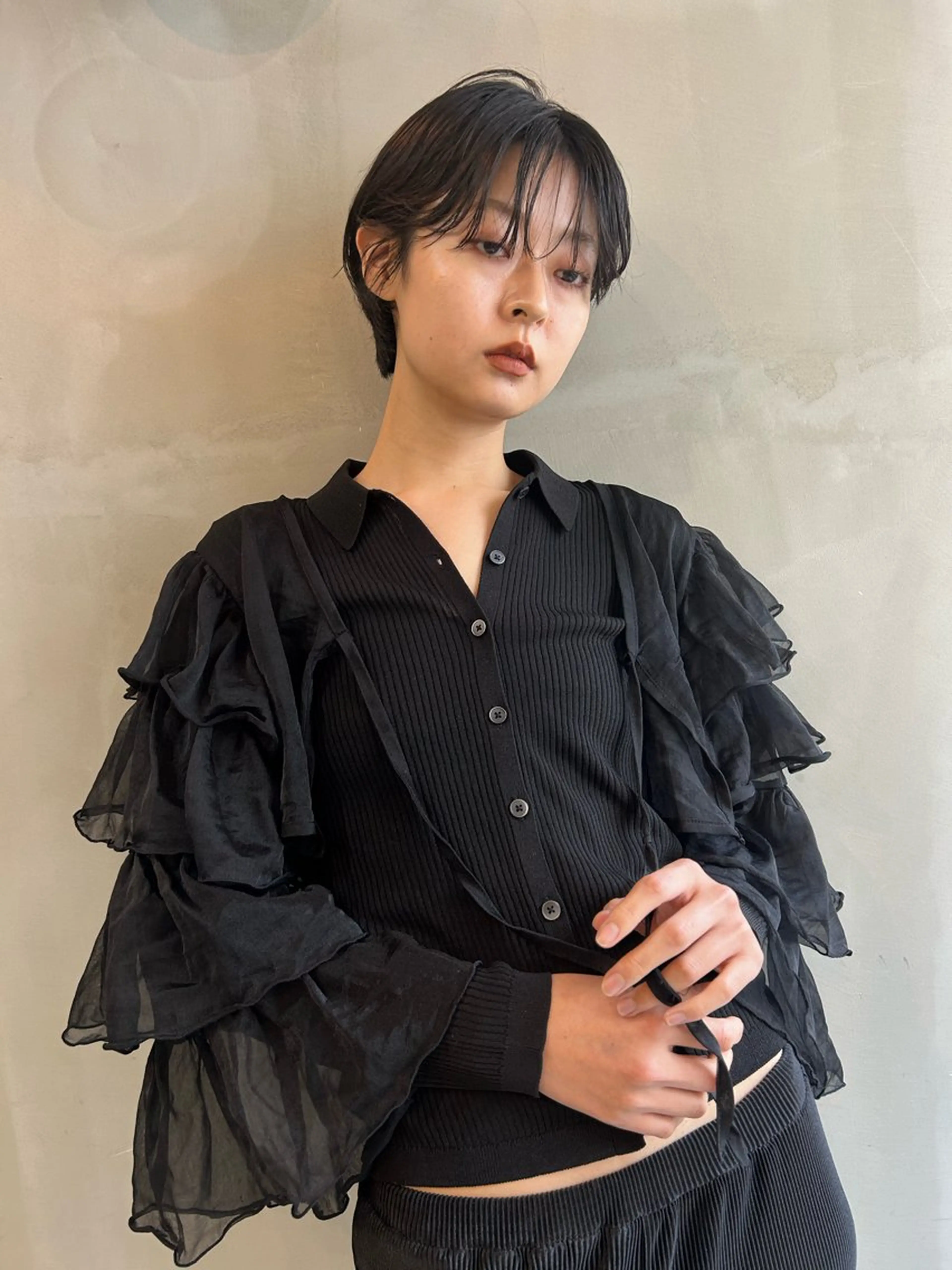 ショート ショートボブ ボブレイヤー ボブ レイヤーカット シースルーバング カット トリートメント ショート/ボブ/ 心斎橋/宮脇美奈のヘアスタイル