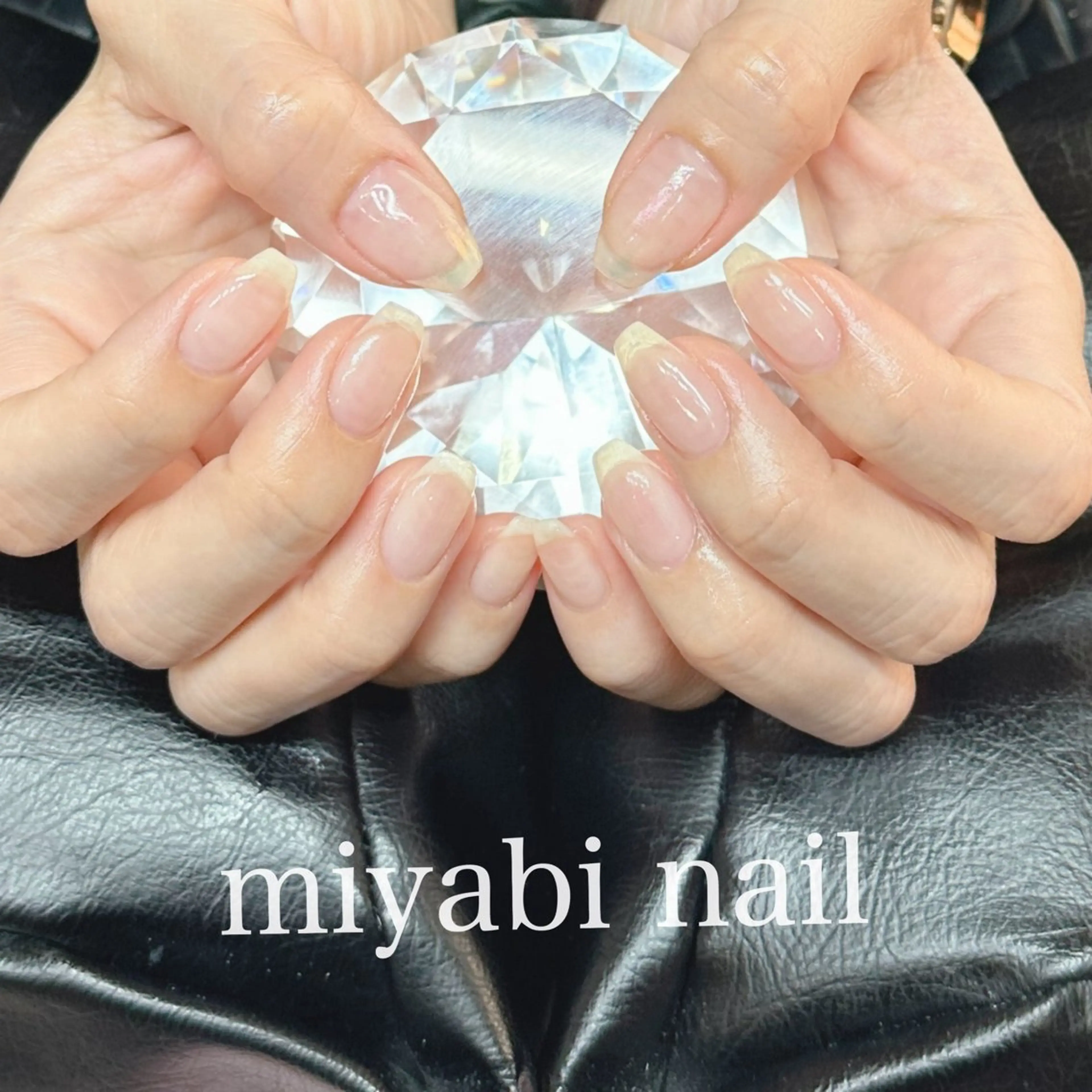 ネイル クリアネイル 持ち込み オフィスネイル スクエアネイル ハンドネイル miyabi nail 桂川駅近くのネイルデザイン