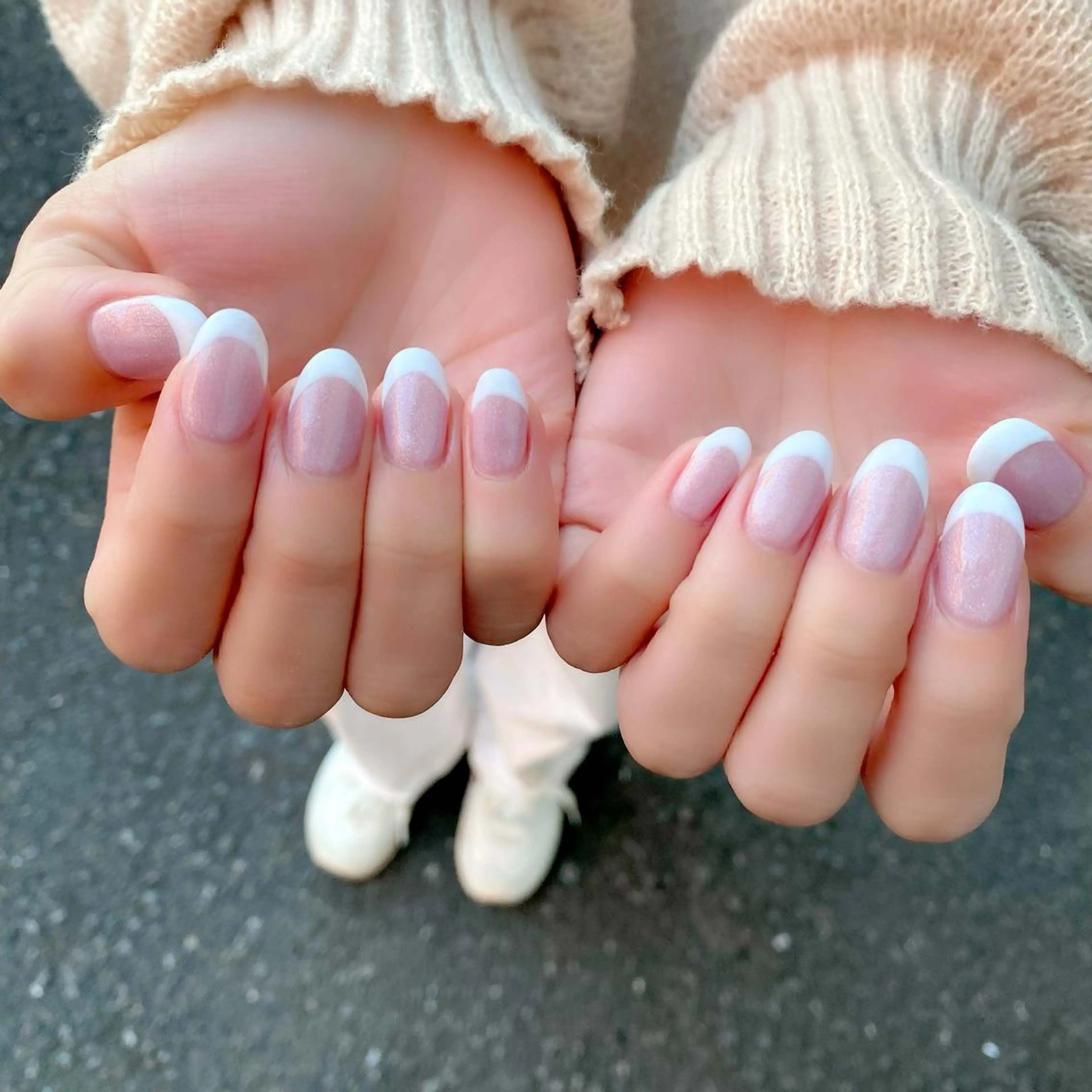 ネイル フレンチネイル ピンク 冬ネイル ハンドネイル Salon Ｋのネイルデザイン