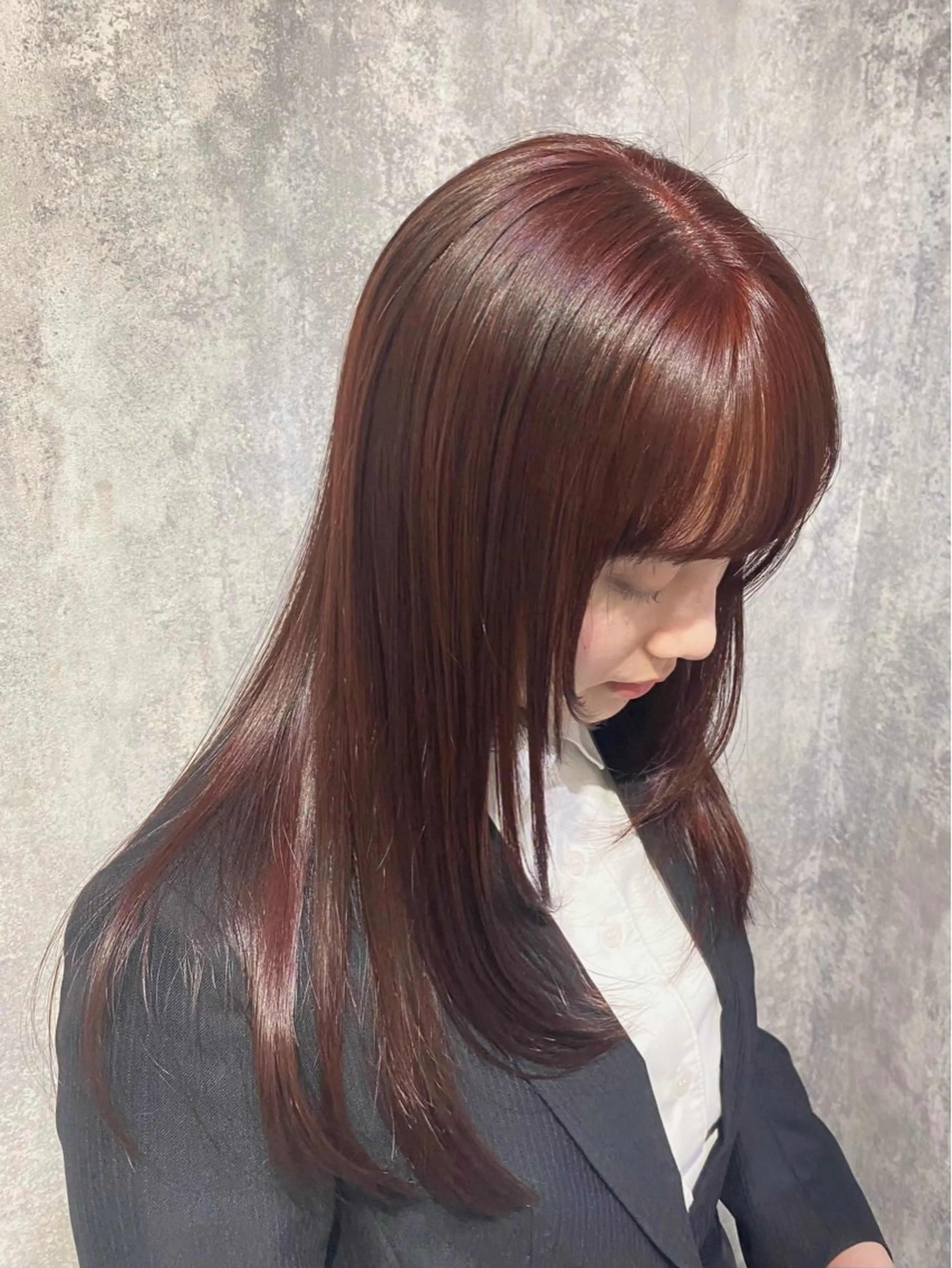 ロング カラー 透明感カラー カット ヘアカラー トリートメント shiori/透明感 /顔周り/髪質改善のヘアスタイル