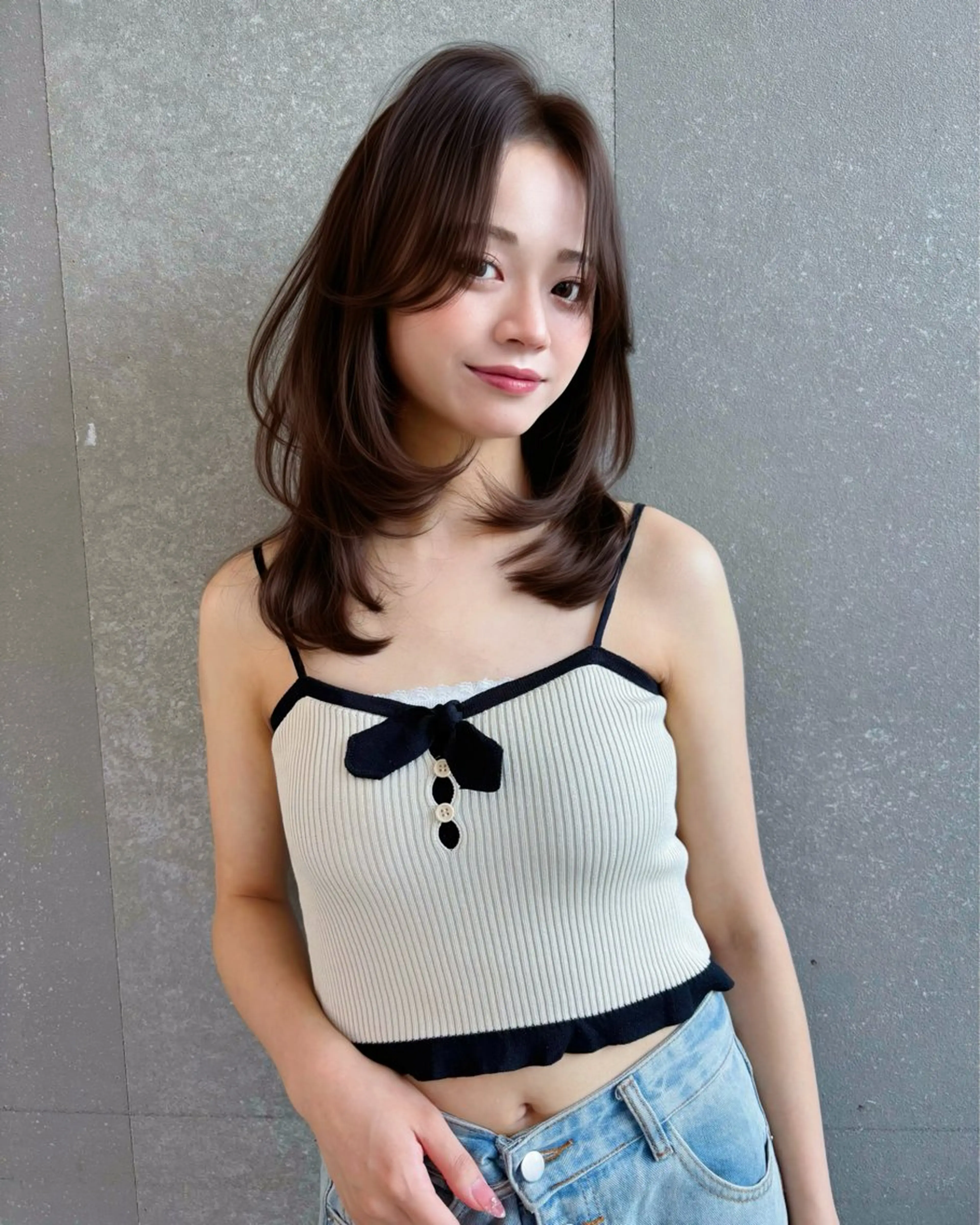 ミディアム カラー ミディアムレイヤー ブリーチ ブリーチなしカラー レイヤーカット 縮毛矯正 【美髪矯正】 吉村　清志のヘアスタイル