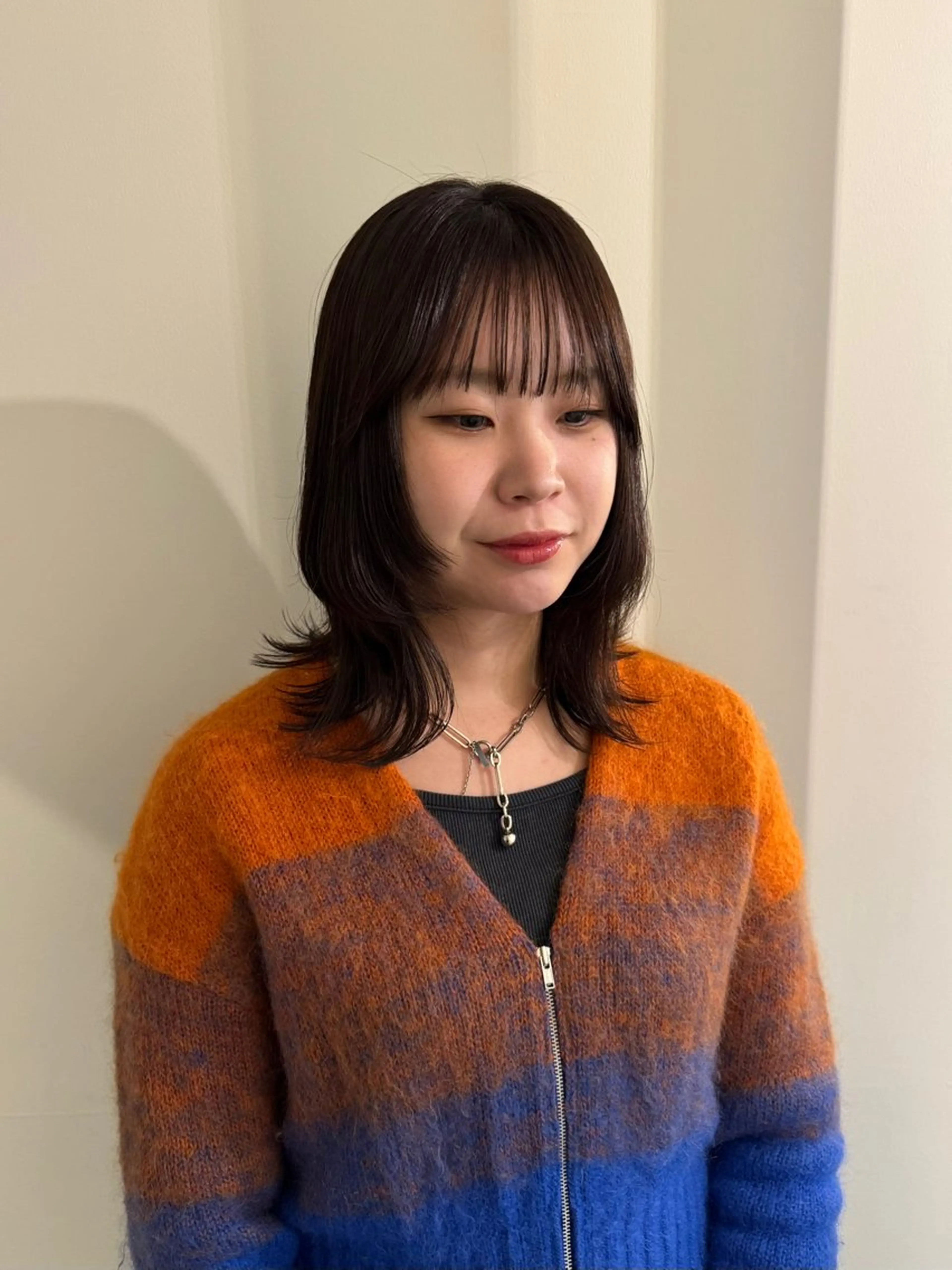 セミロング カラー レイヤーカット 内沼 恵留菜のヘアスタイル