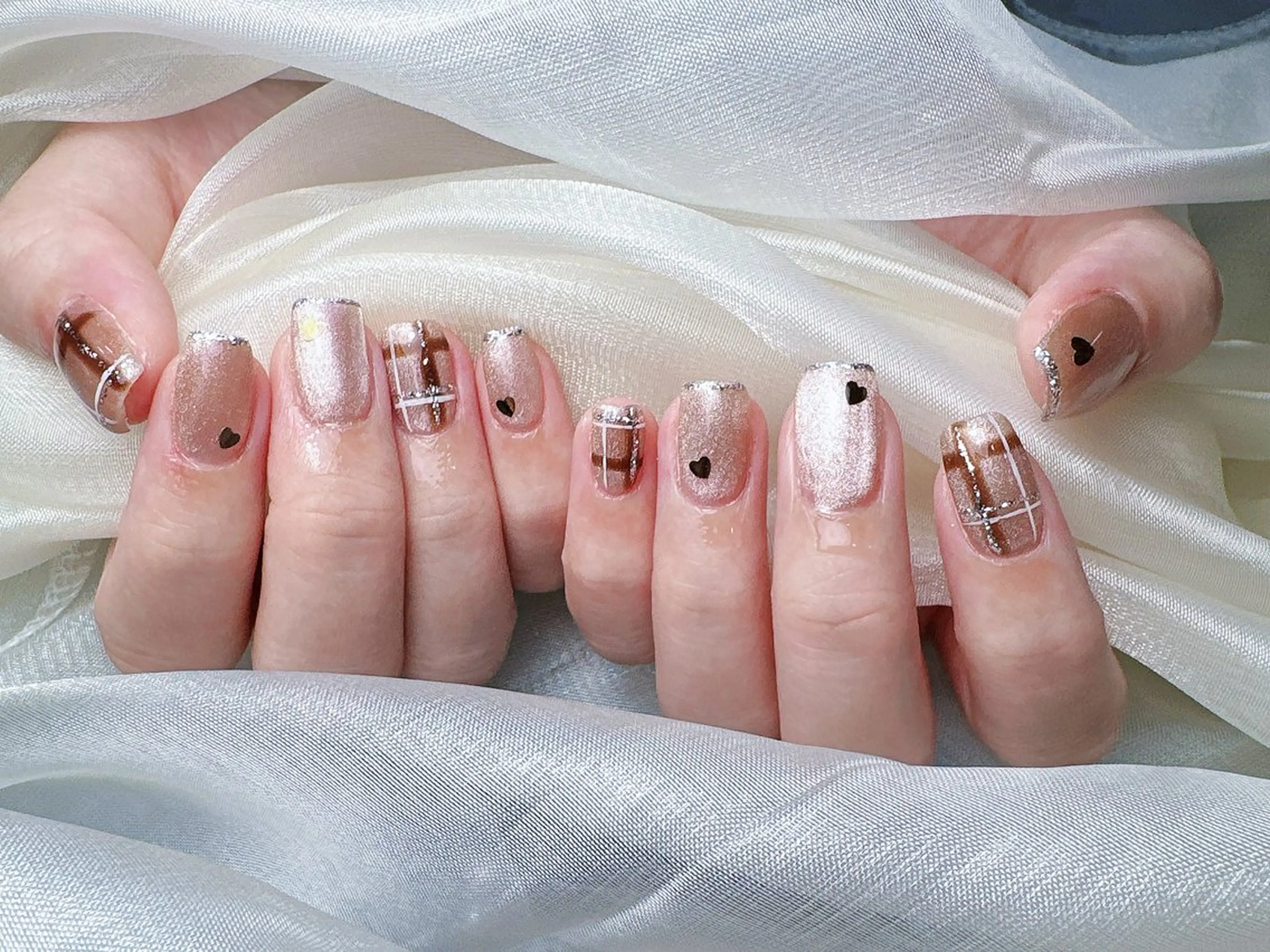 ネイル 長さ出し フレンチネイル ジェルネイル ガラスフレンチ 韓国ネイル HD Studioのネイルデザイン