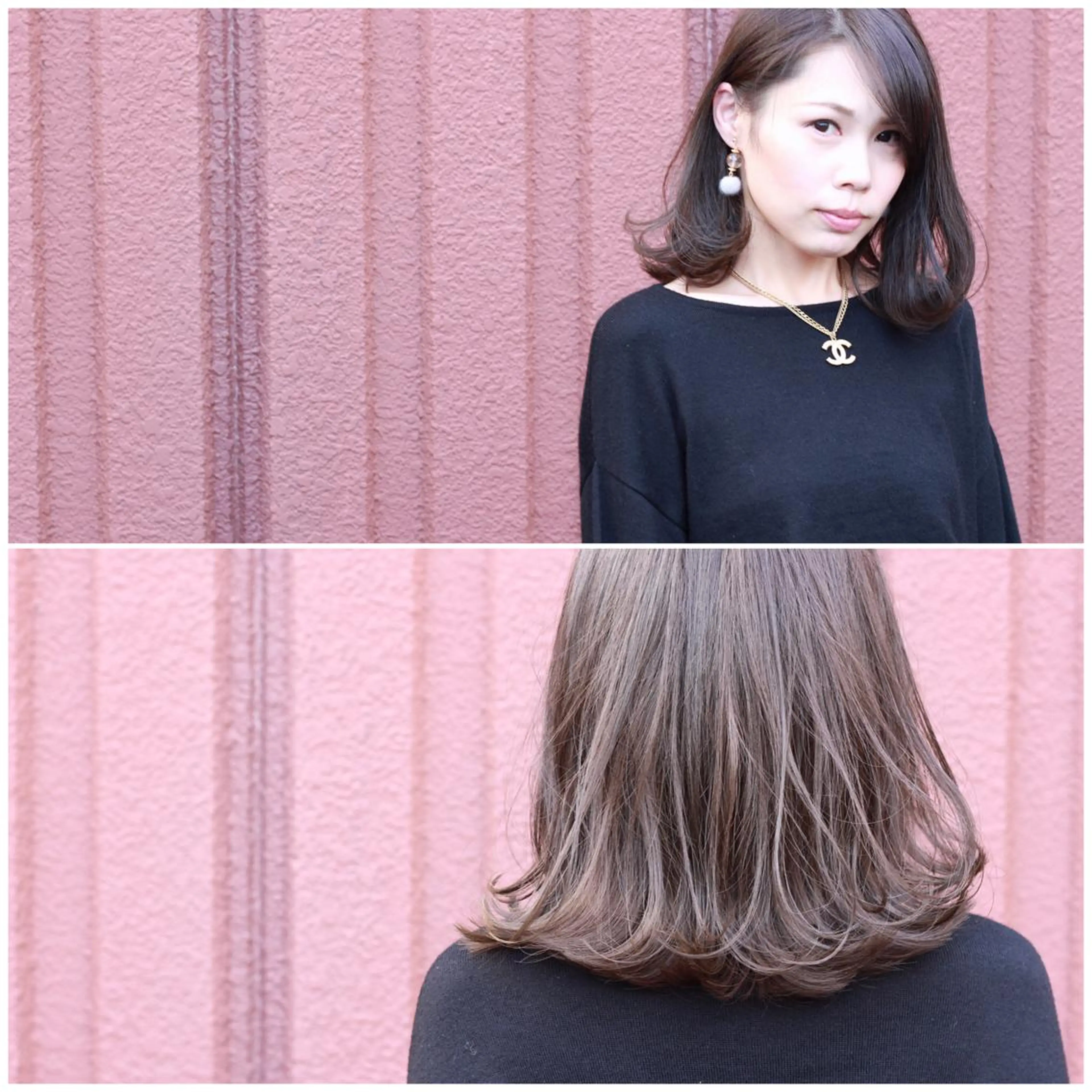 ミディアム カラー グレージュ 外ハネヘア Viage （ビアージュ）のヘアスタイル