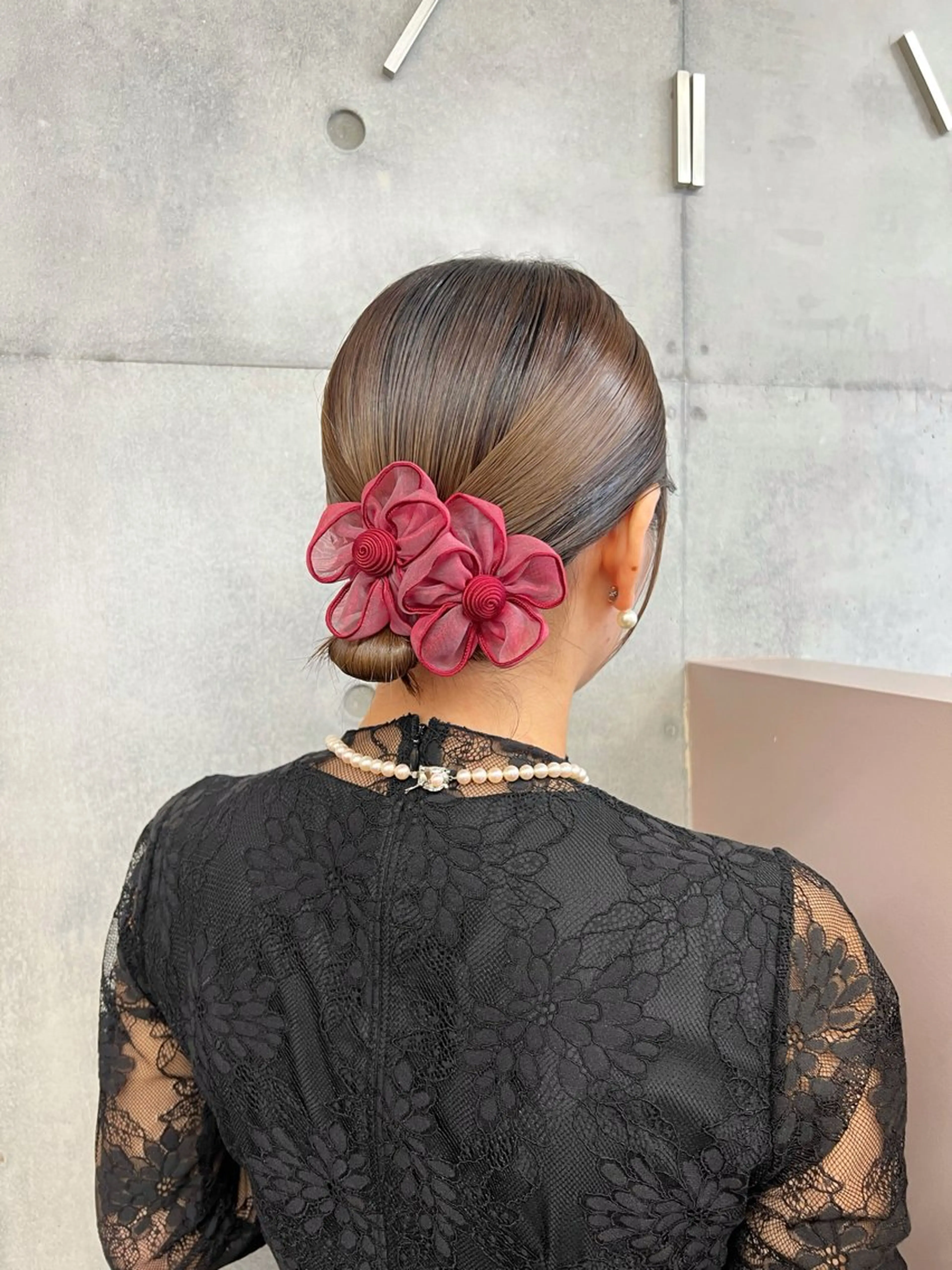 ミディアム ボブ ヘアセット カコ/レイヤーカット ヘアアレンジのヘアスタイル