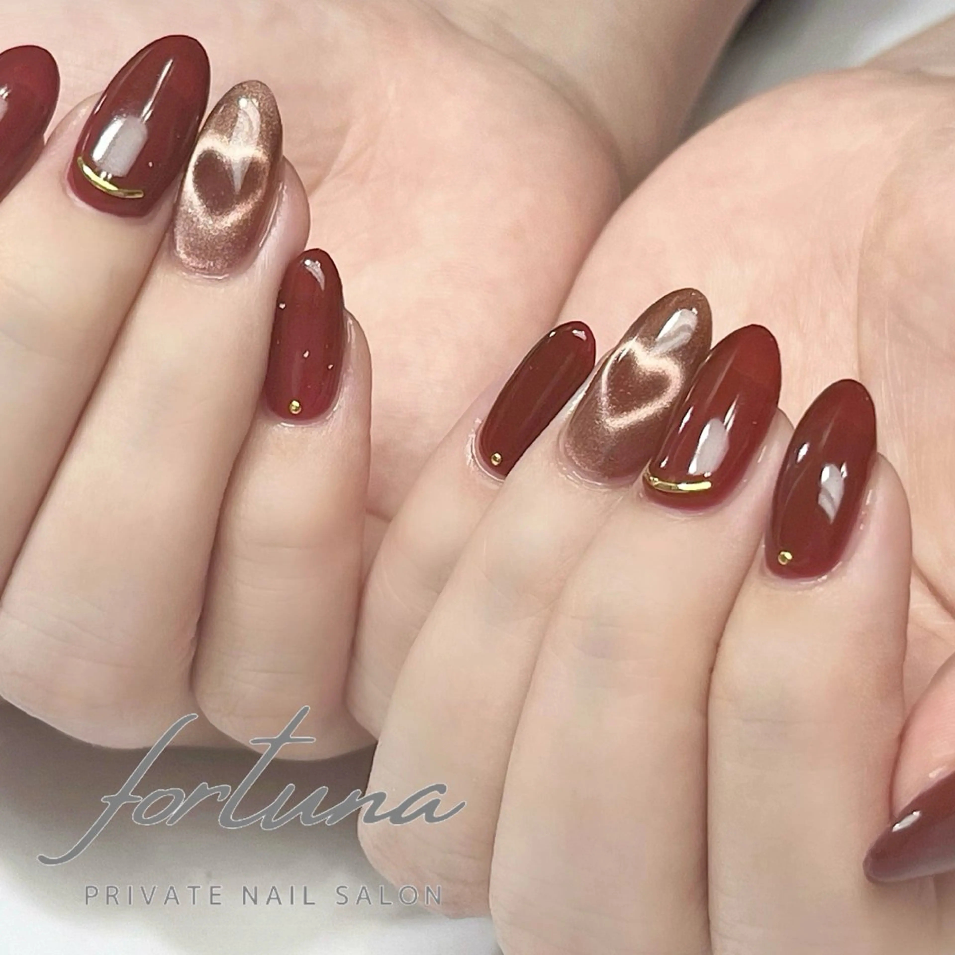 ネイル ジェルネイル ハート マグネットネイル パラジェル バレンタイン ハンドネイル fortuna 武藤裕美のネイルデザイン