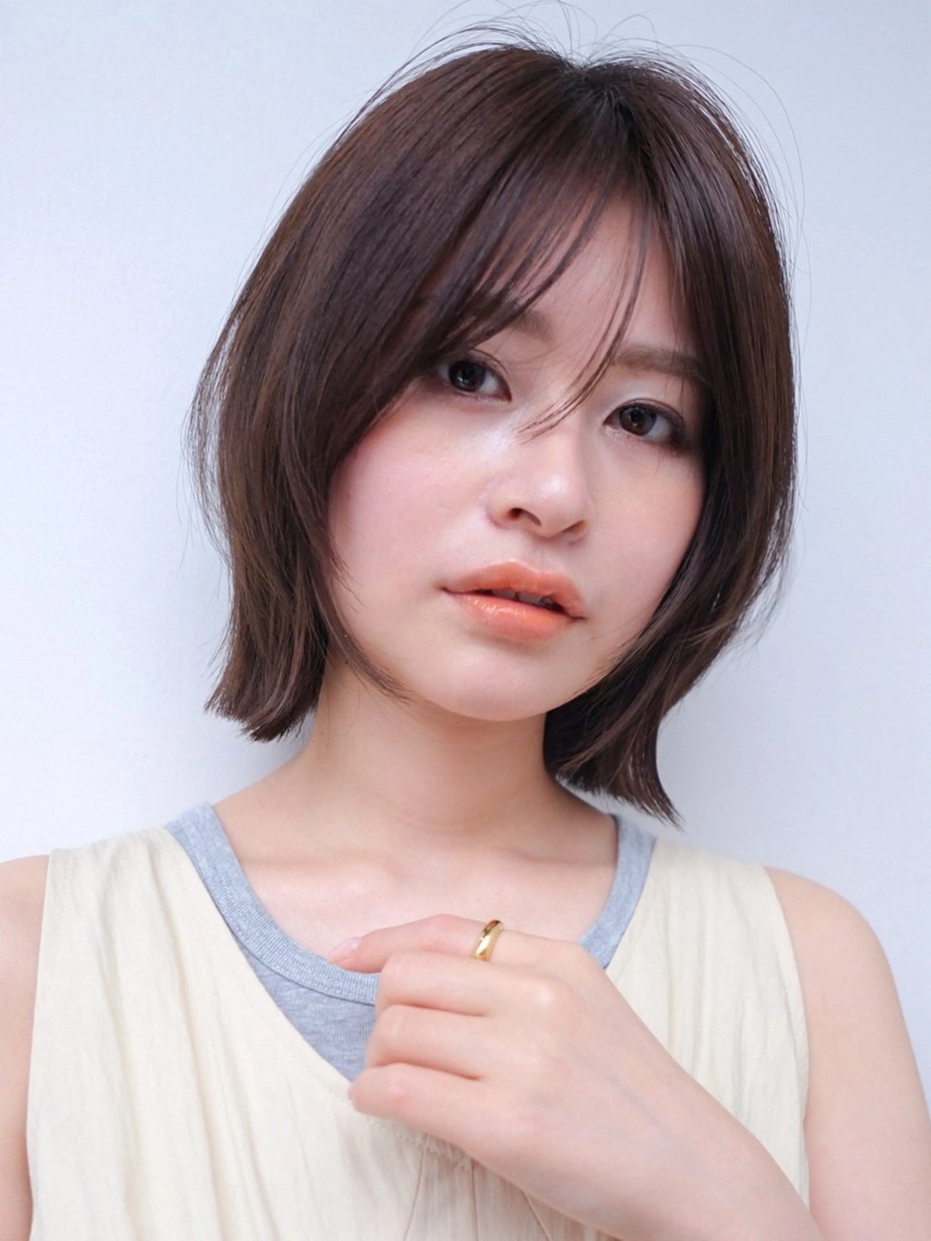 ミディアム カラー ブラウンカラー ナチュラルブラウン カット ヘアカラー トリートメント ボブ/ミディアム 親しみやすさ/さくらのヘアスタイル