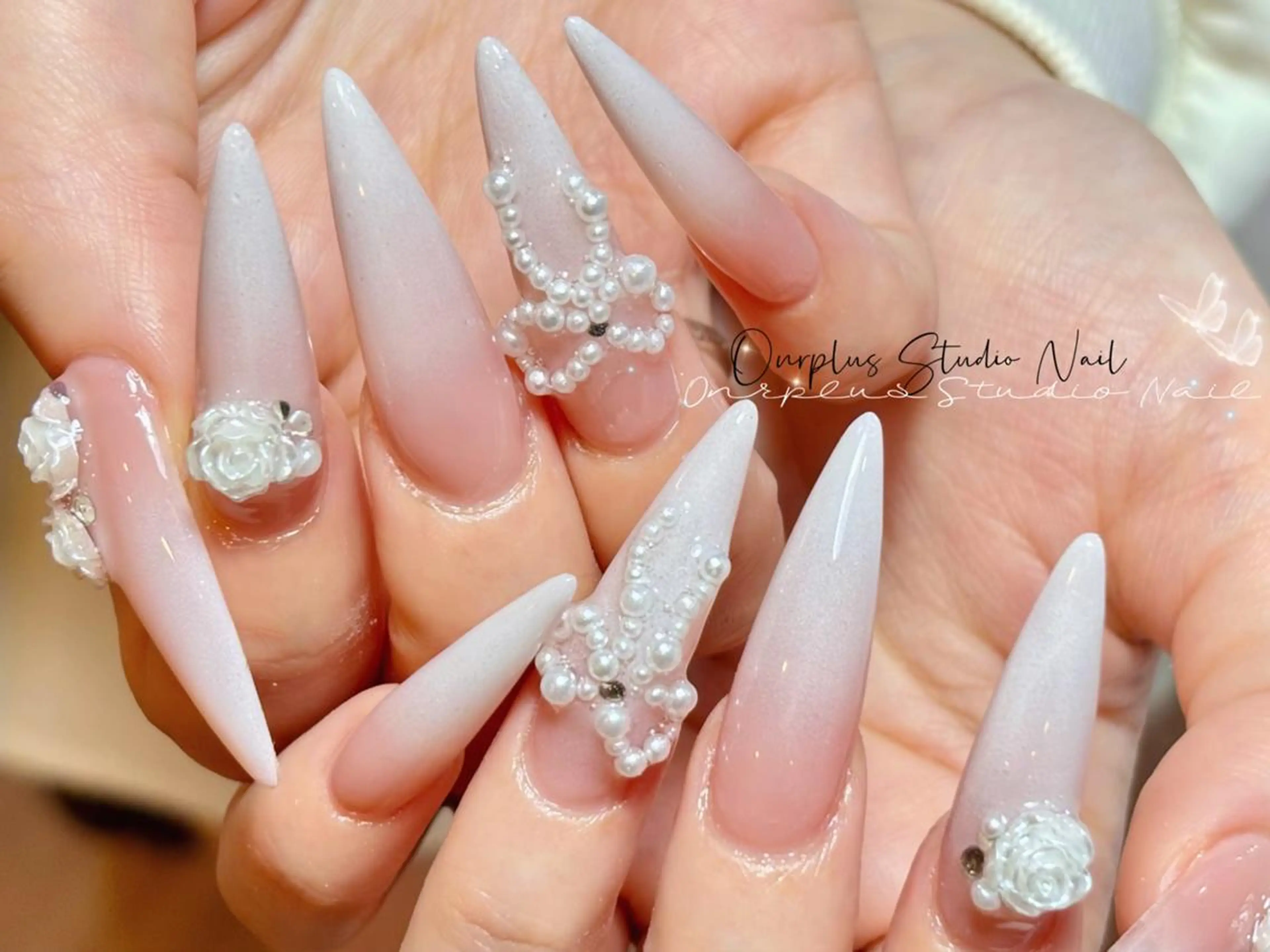 ネイル アニマル柄 ボルドー ブラウン フレンチネイル マグネットネイル One plus StudioNailのネイルデザイン