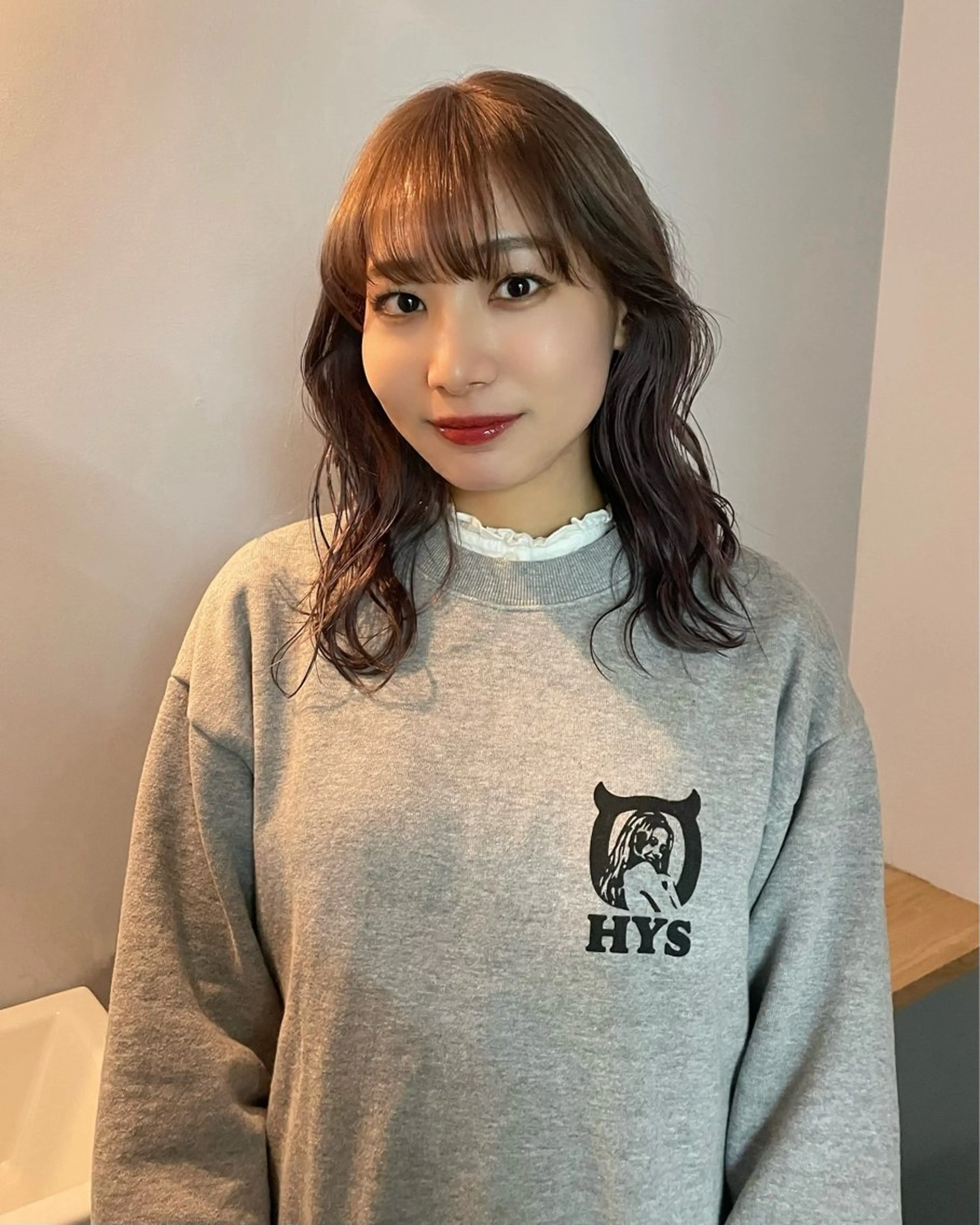 ミディアム カラー ヘアカラー トリートメント カットモデル/ ハイトーン/ゆうあのヘアスタイル