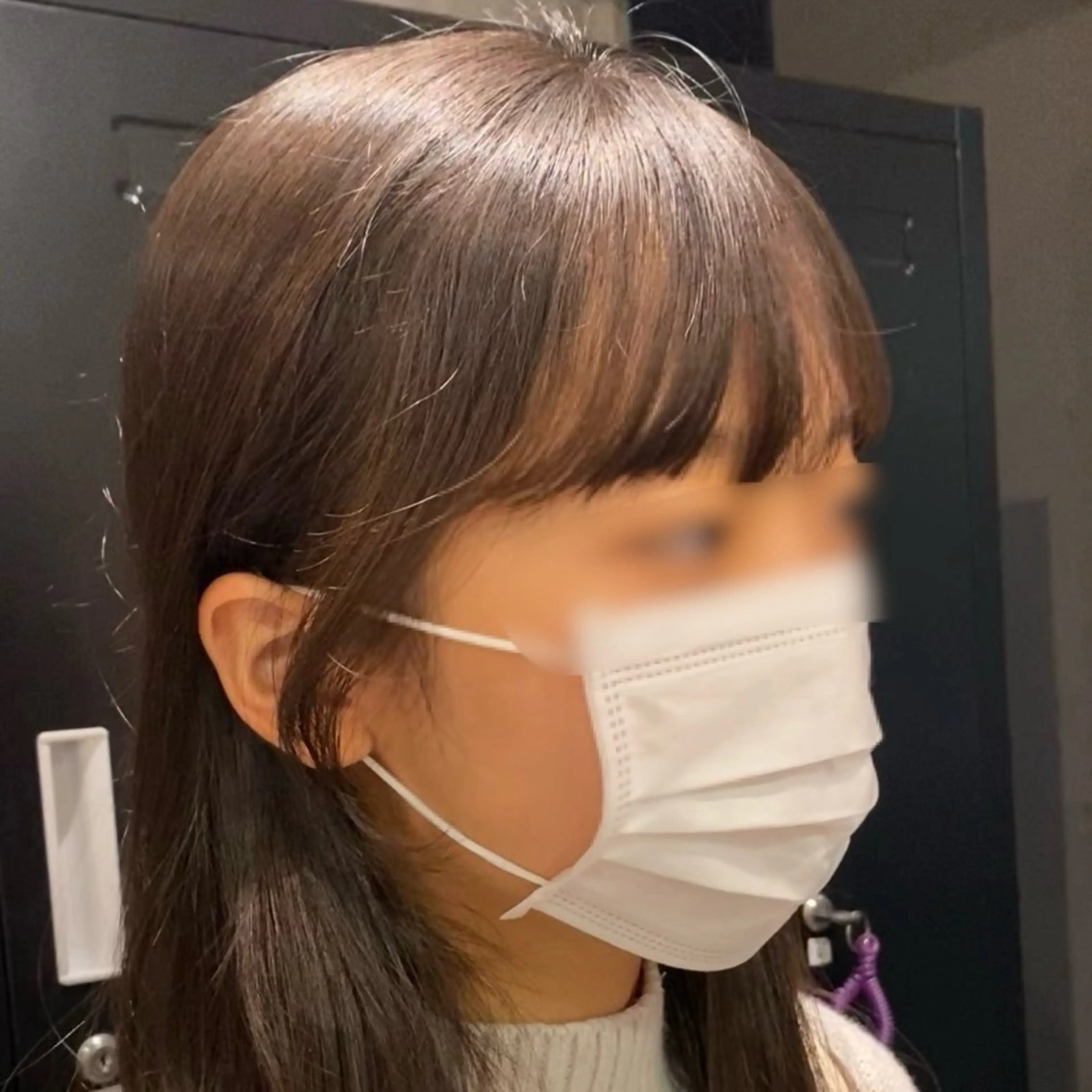 セミロング 顔周りカット 艶暖色カラー🍒 縮毛矯正ほののヘアスタイル