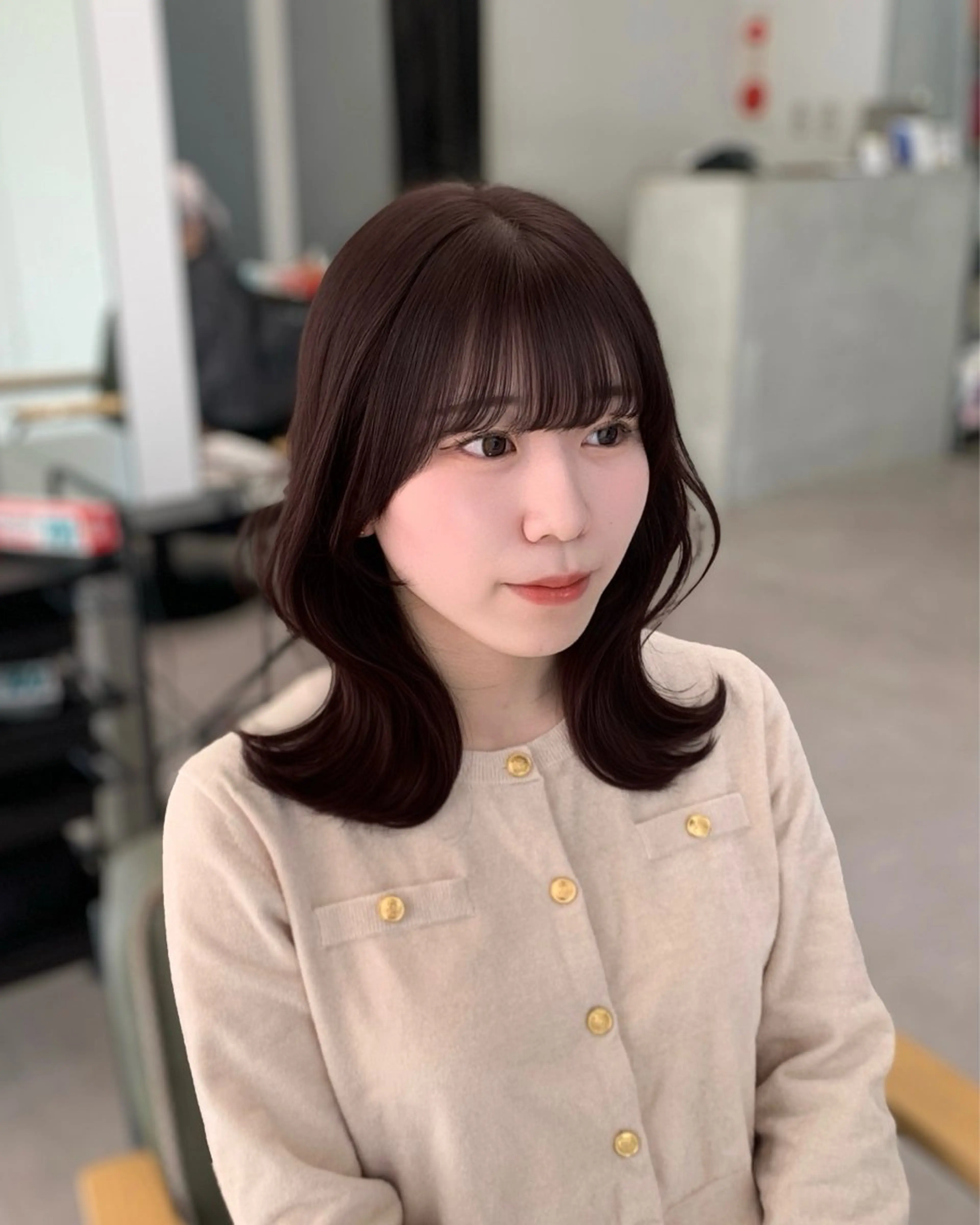 ミディアム カット ヘアカラー 🎀韓国風顔周り× 透明感/梅田/アリサのヘアスタイル