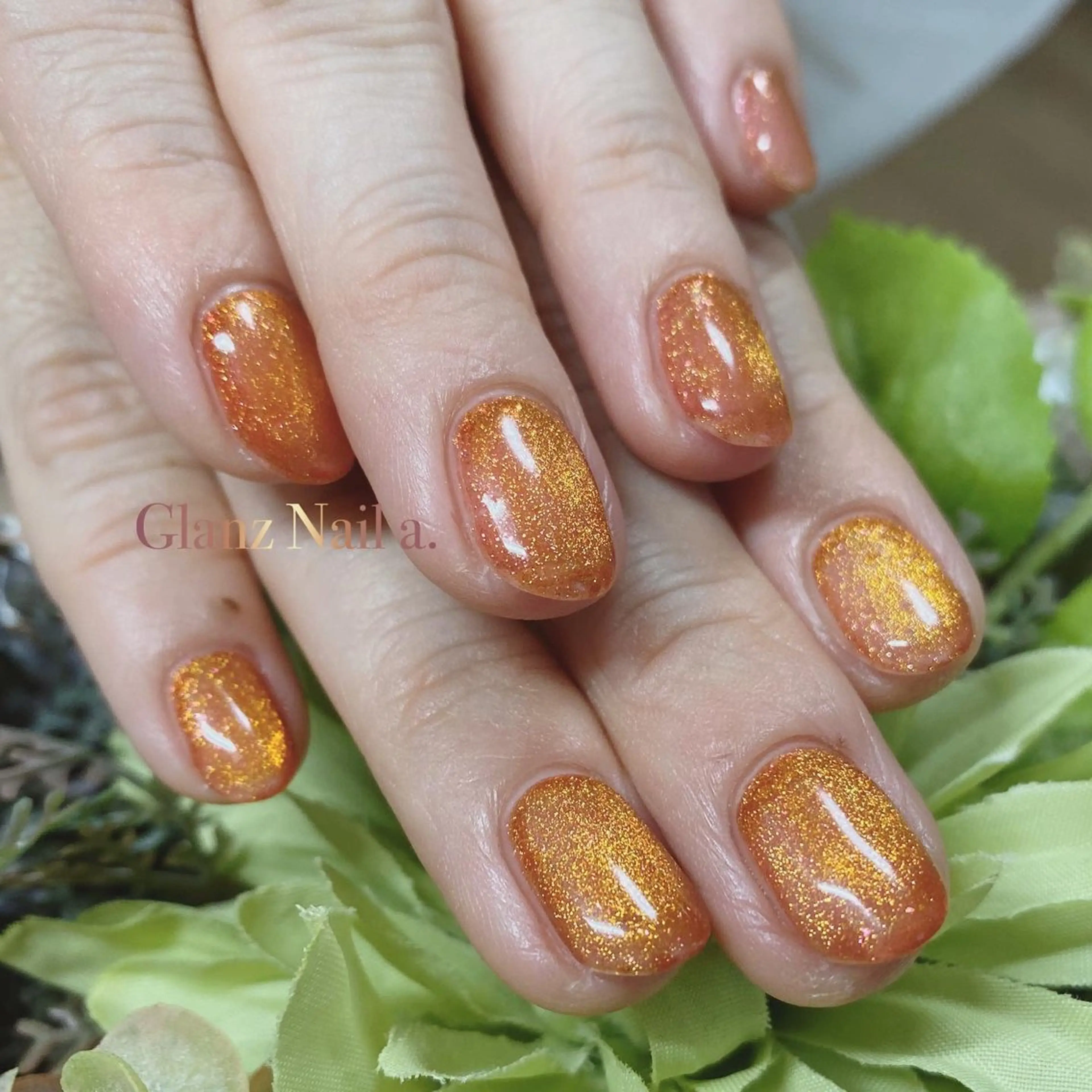 ネイル マグネットネイル オレンジ Glanz  Nail aのネイルデザイン