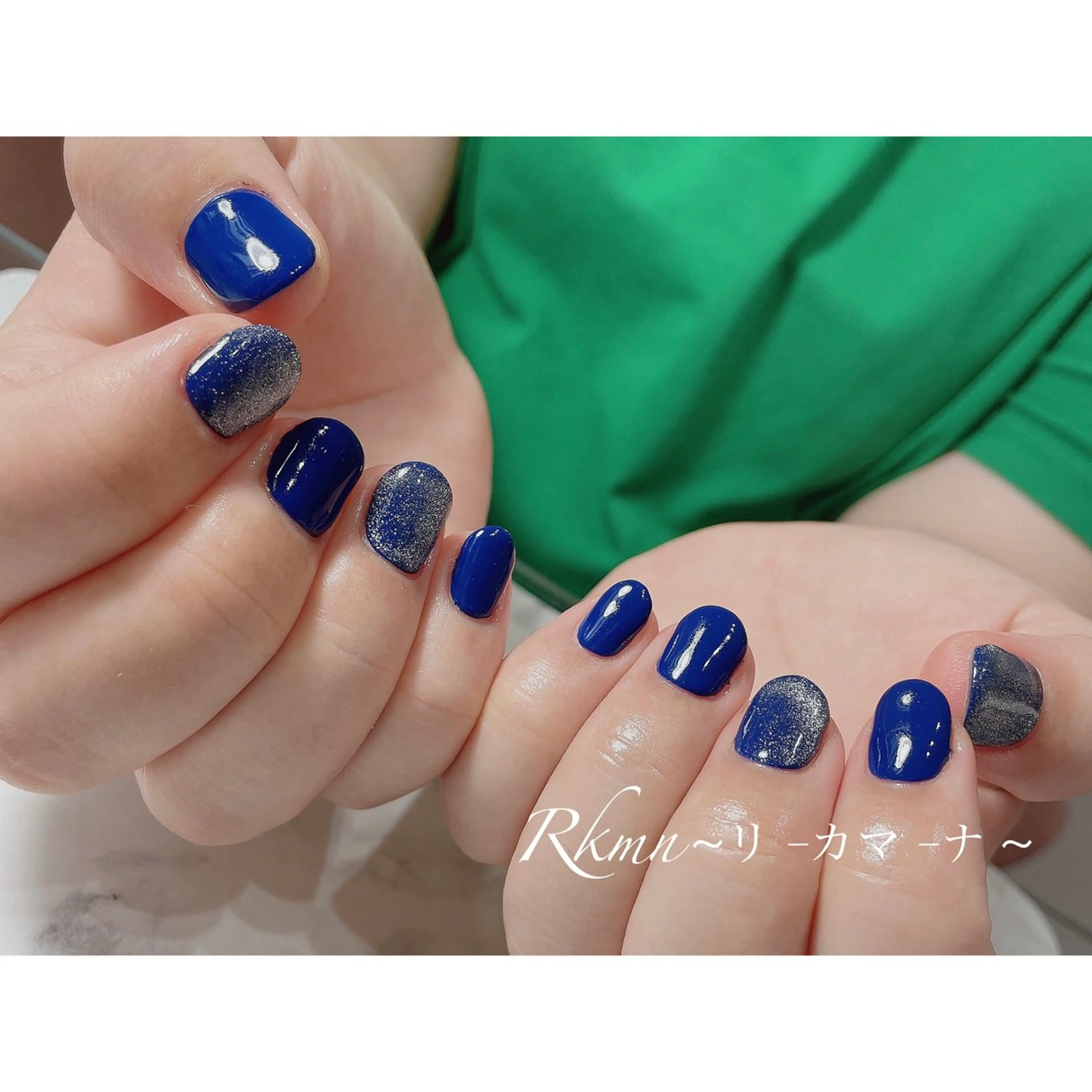 ネイル アートネイル マグネットネイル ネイビー ワンカラーネイル 春ネイル ハンドネイル フットネイル ハンドケア Rkmn ~リ-カマ-ナ~のネイルデザイン