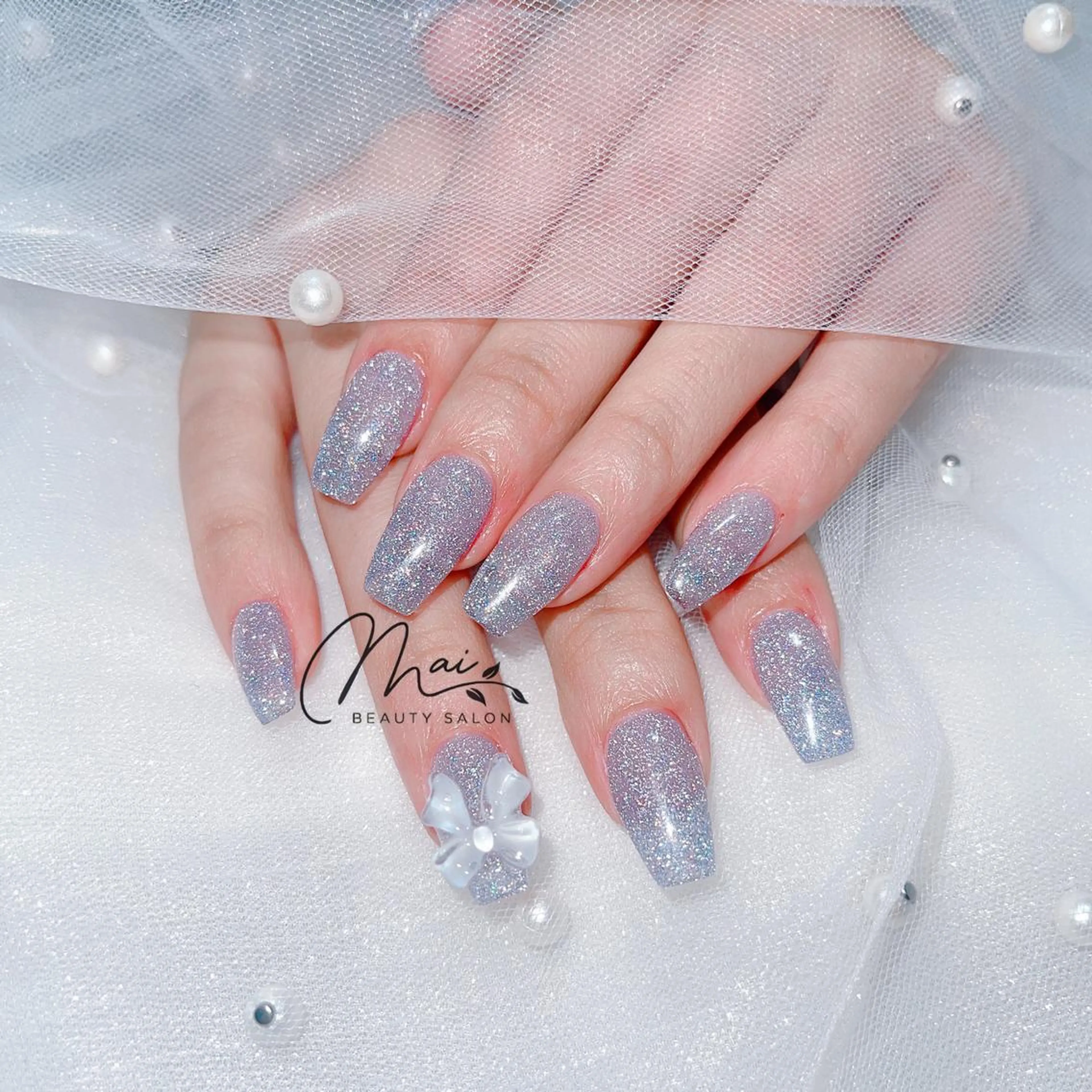 ネイル オーロラネイル 長さ出し フラッシュネイル フレンチネイル ジェルネイル MaiBeauty Niのネイルデザイン