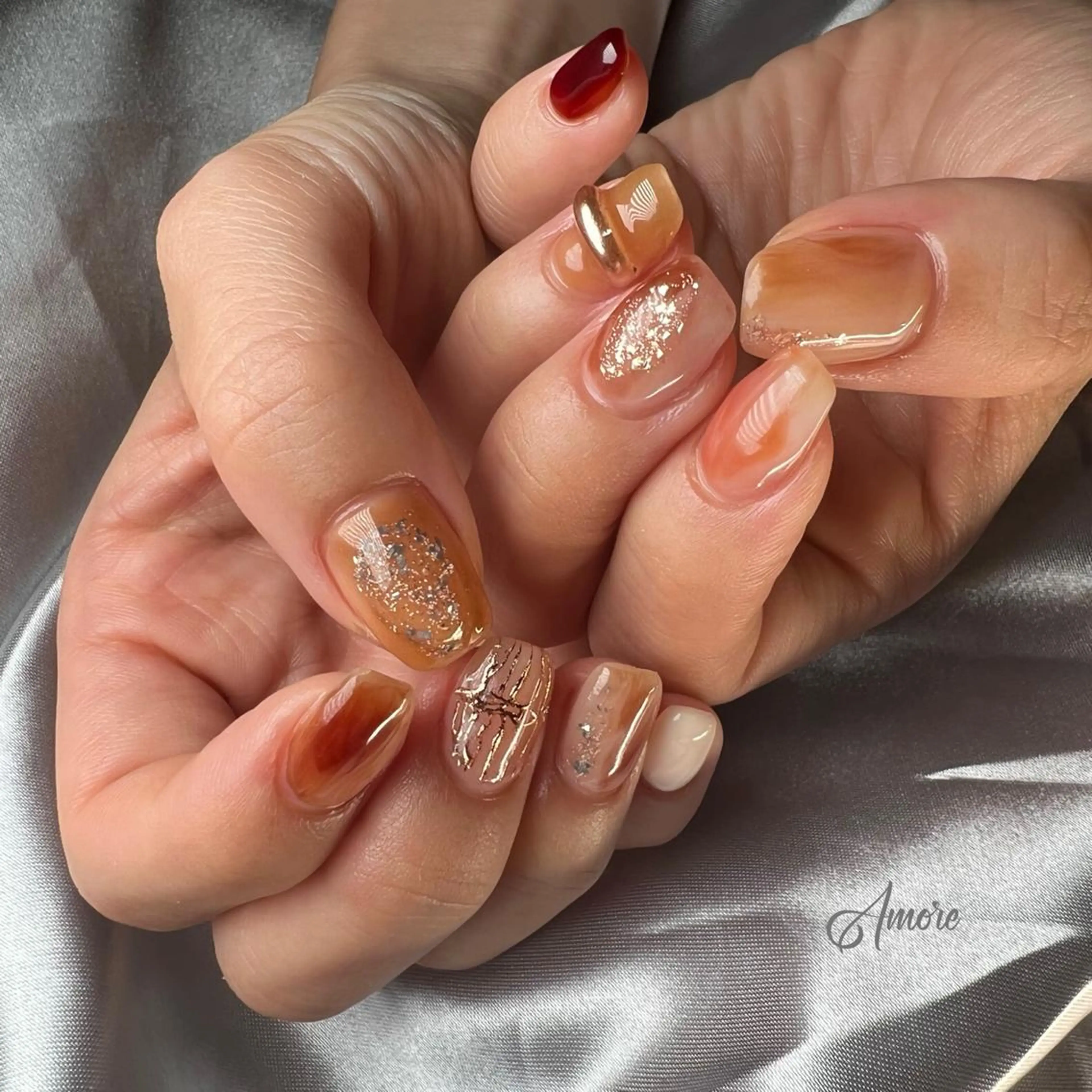 ネイル ジェルネイル ミラーネイル オフィスネイル パラジェル You kyehwaのネイルデザイン