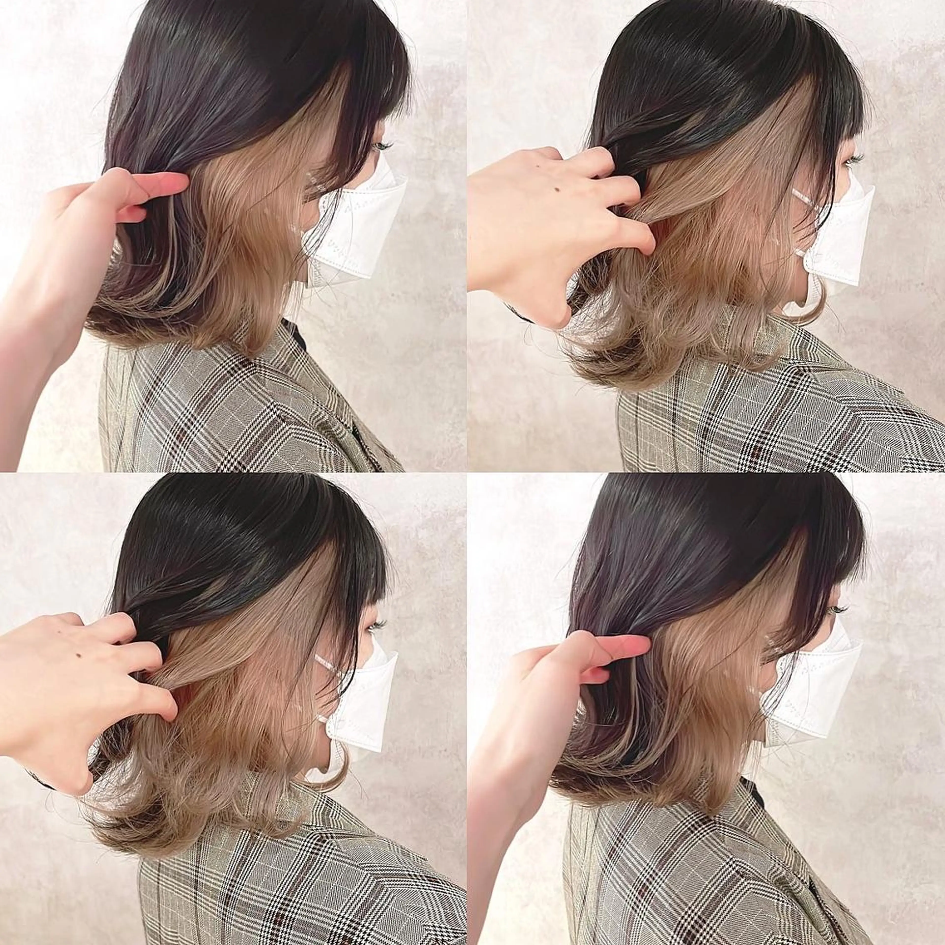 ミディアム カラー ベージュカラー ブリーチ ヘアカラー トリートメント 渋谷:インナーカラー ／🍒エリカ🍒のヘアスタイル