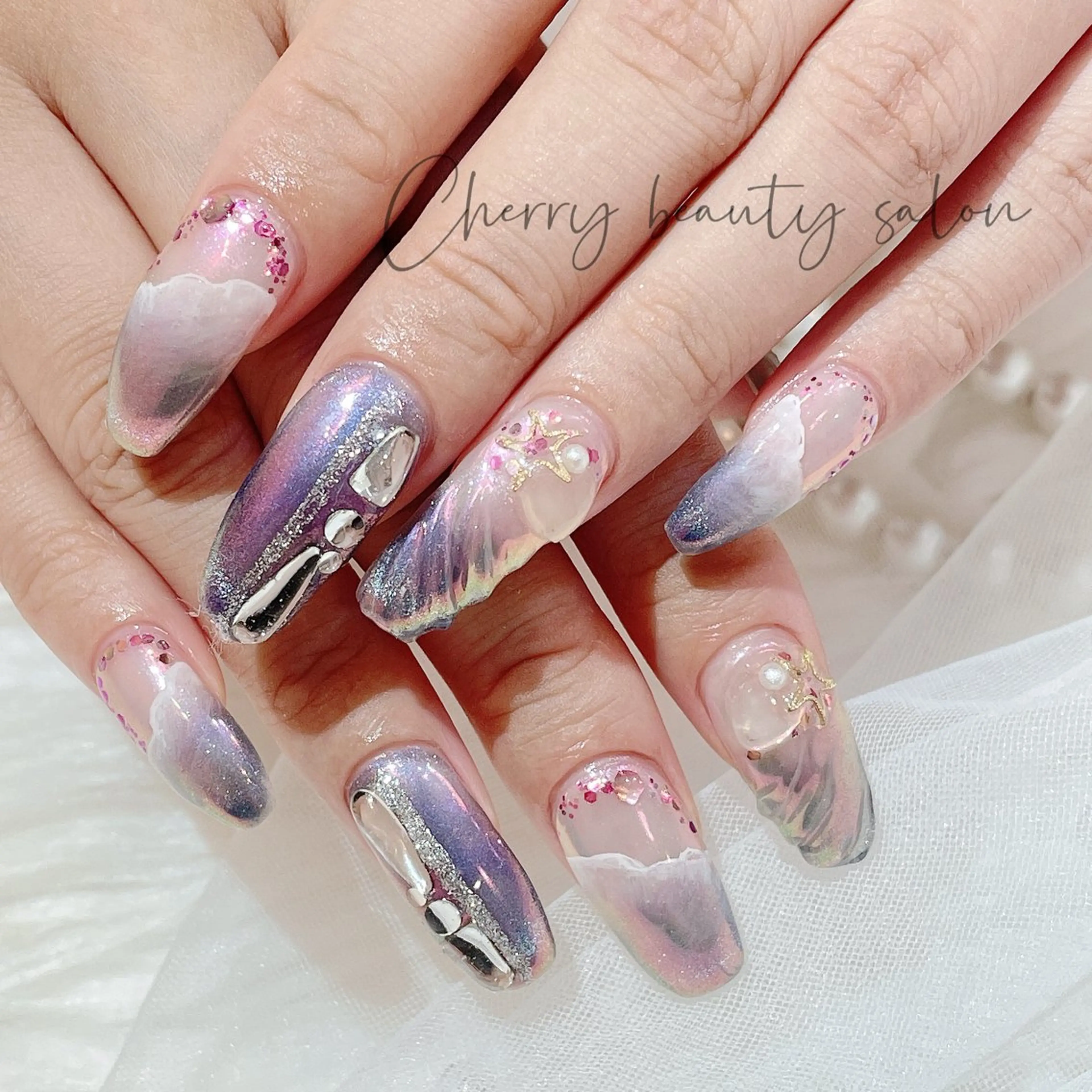 ネイル アートネイル フットネイル ジェルネイル キラキラネイル 韓国ネイル SAKURA 🍒のネイルデザイン